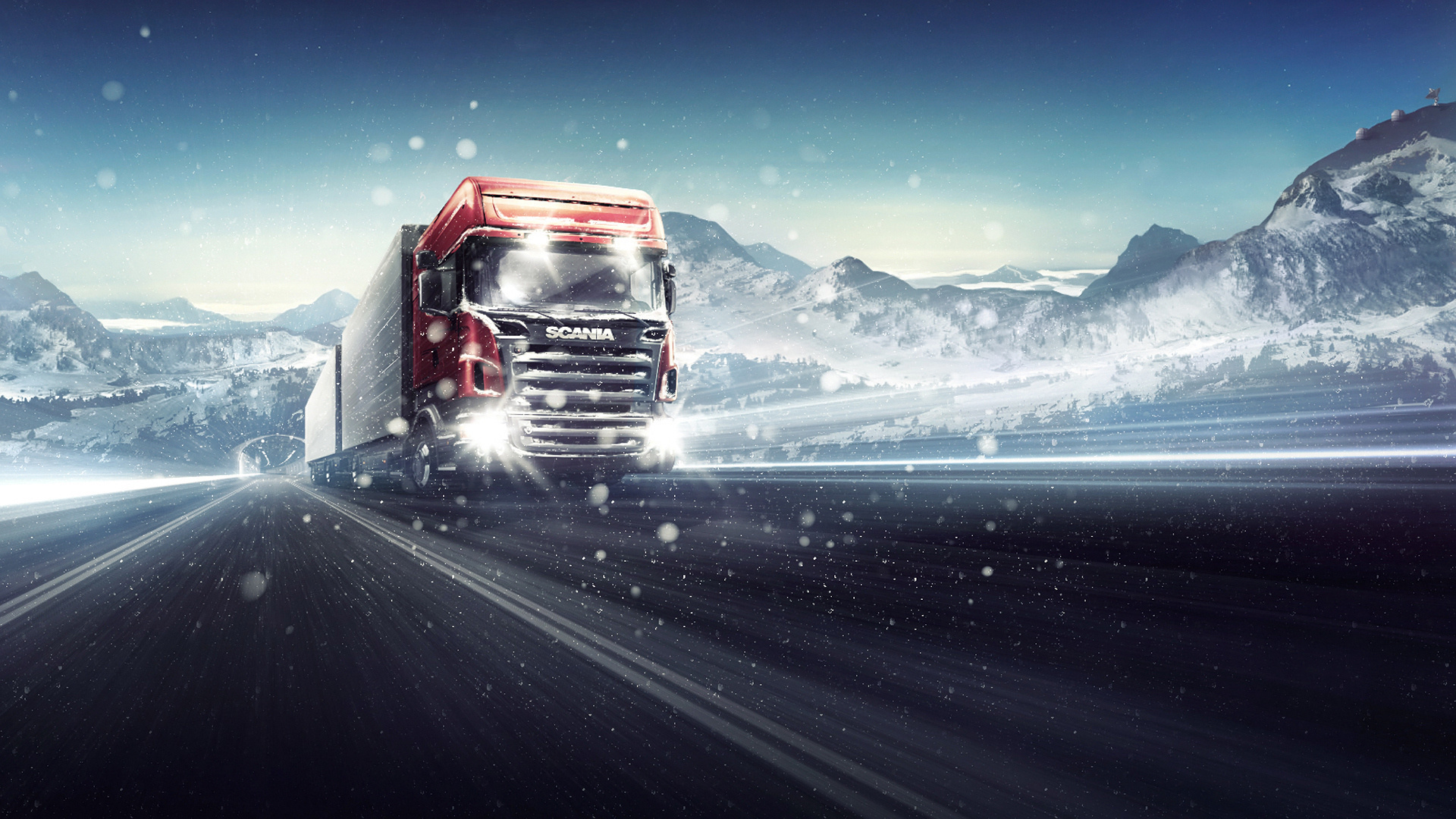 trucks, transport, auto, winter, roads, mountains Aesthetic wallpaper