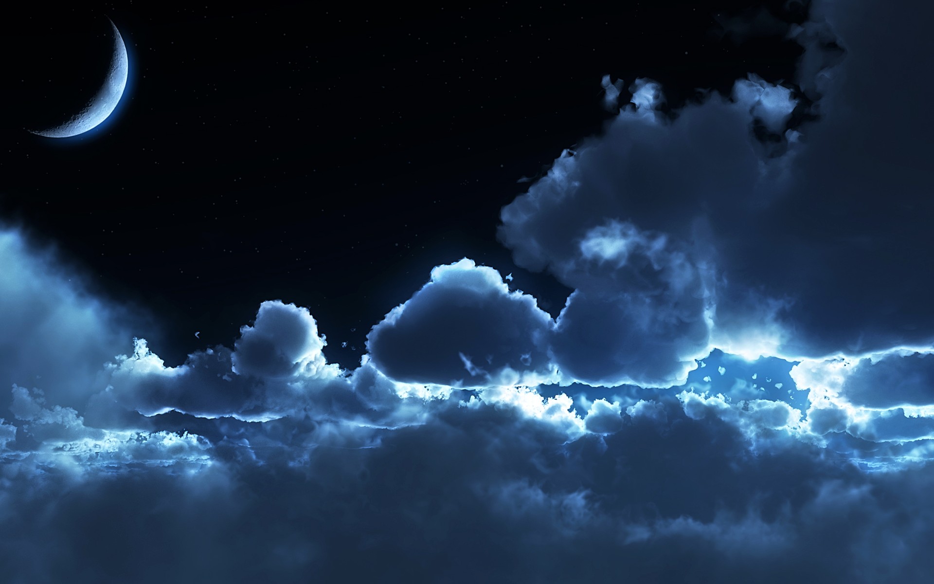 Скачать обои бесплатно Небо, Ночь, Облака, Луна, Земля/природа картинка на рабочий стол ПК