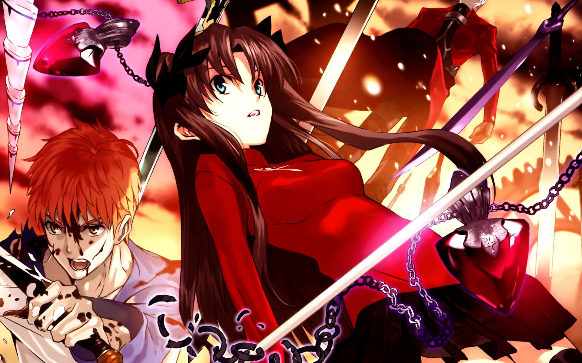anime, fate/stay night: unlimited blade works, archer (fate/stay night), rin tohsaka, shirou emiya, fate series