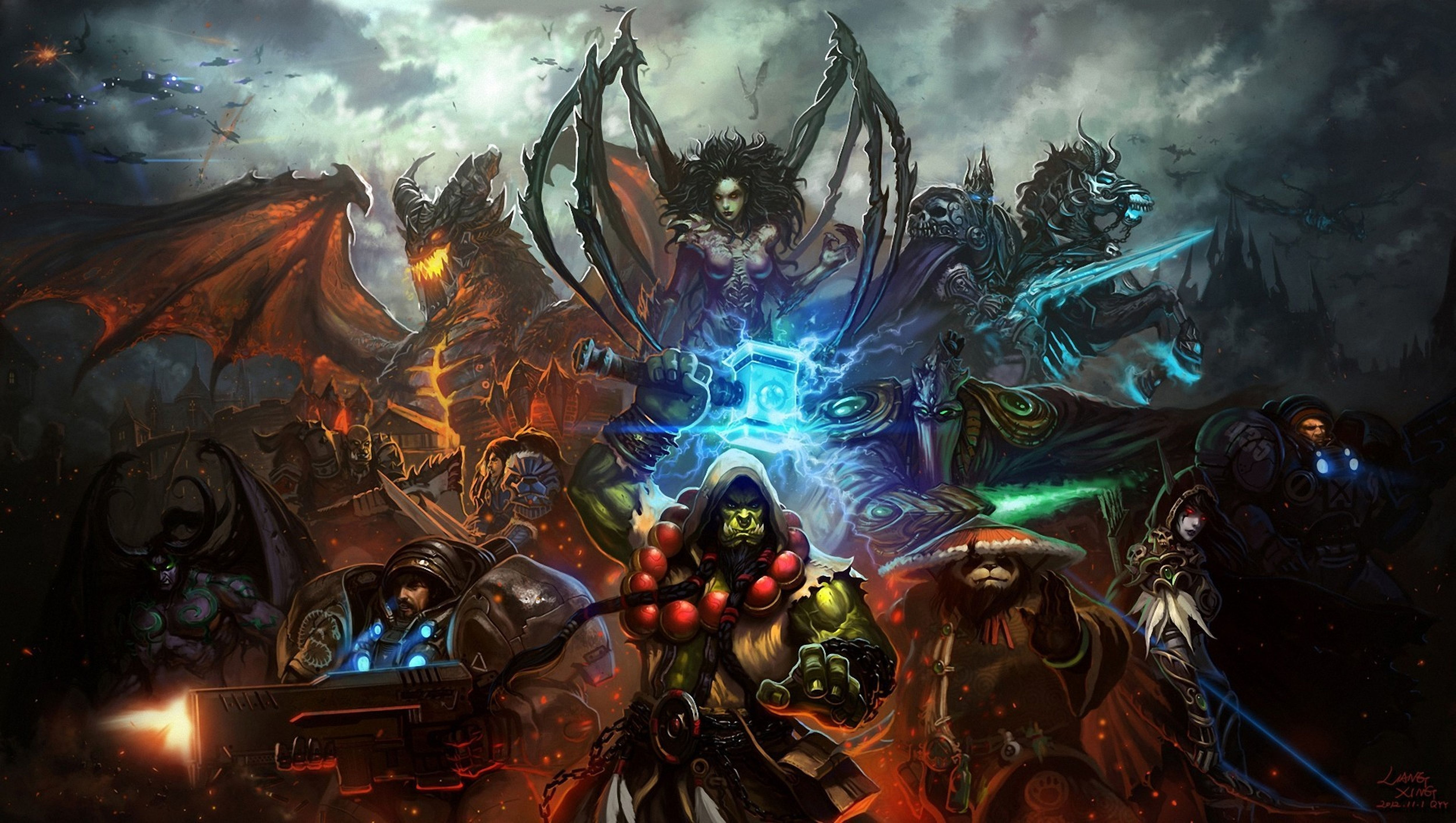 video game, heroes of the storm, deathwing (world of warcraft), jim raynor, sarah kerrigan, thrall (world of warcraft)