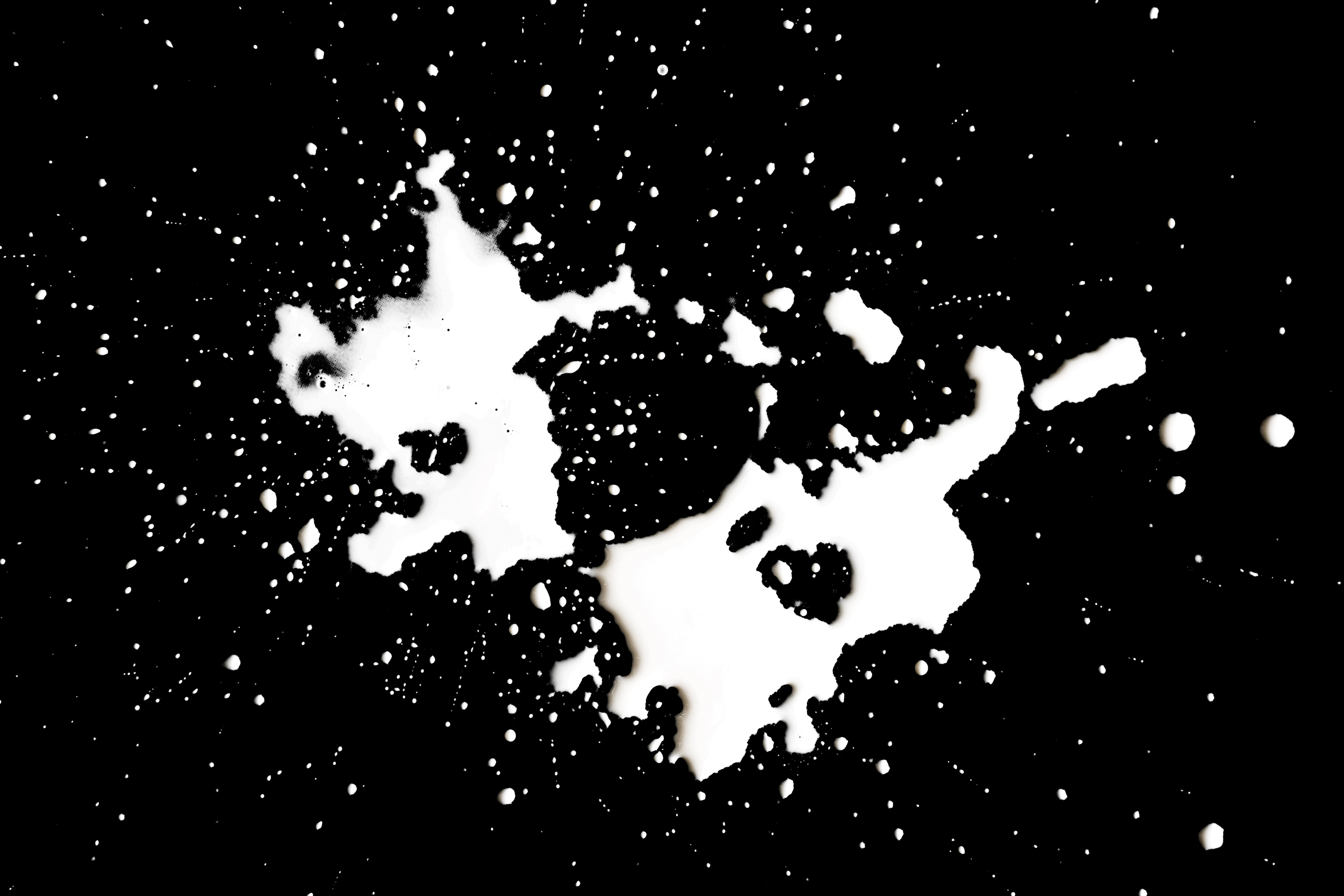 spots, black, abstract, drops, white, spray, stains, bw, chb 5K
