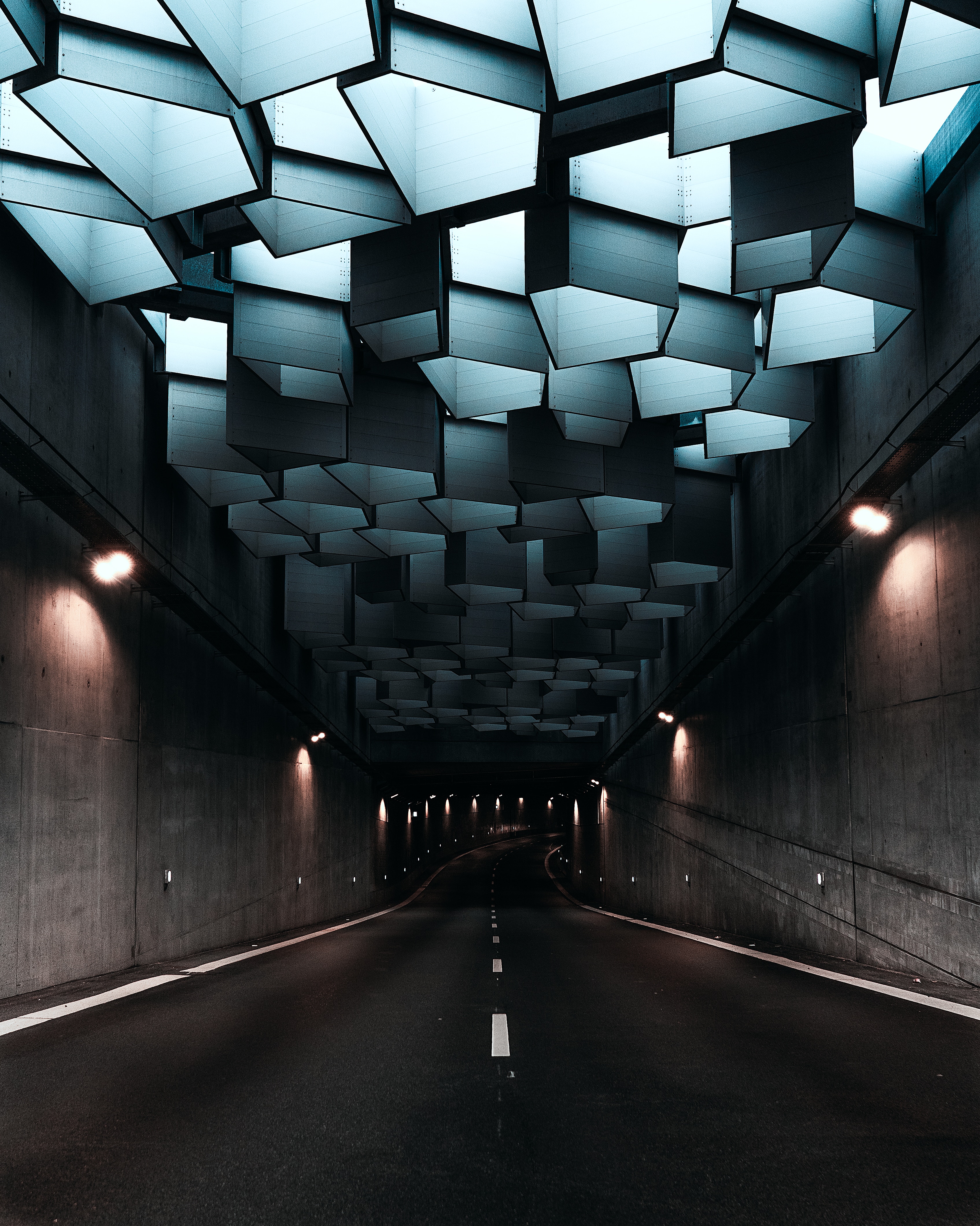 dark, underground, denmark, architecture, turn, tunnel, copenhagen Free Stock Photo
