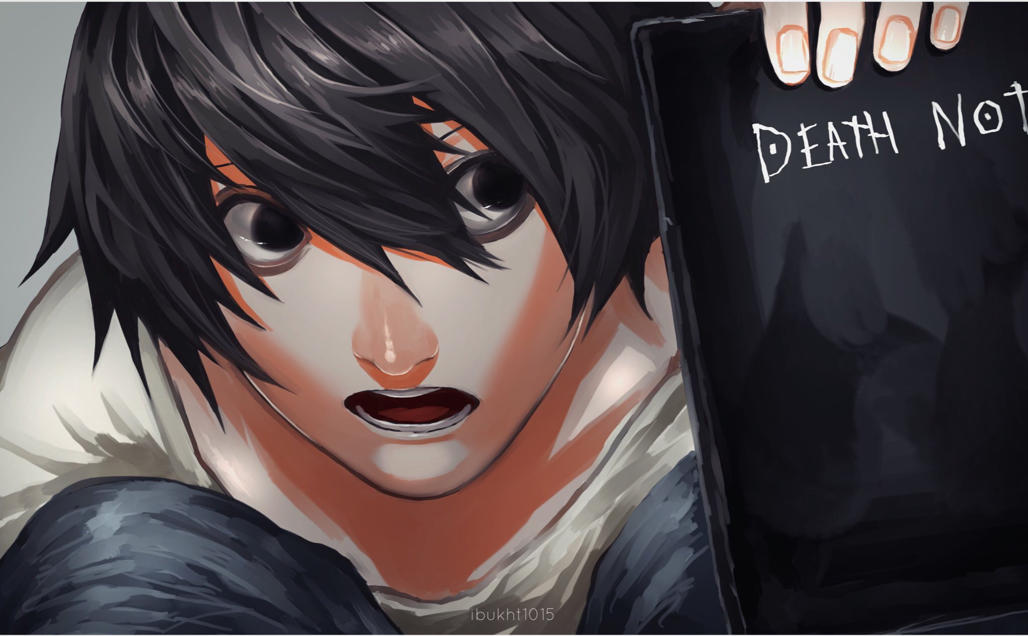 Download mobile wallpaper Anime, Death Note, Book, Black Hair, L (Death Note), Black Eyes for free.