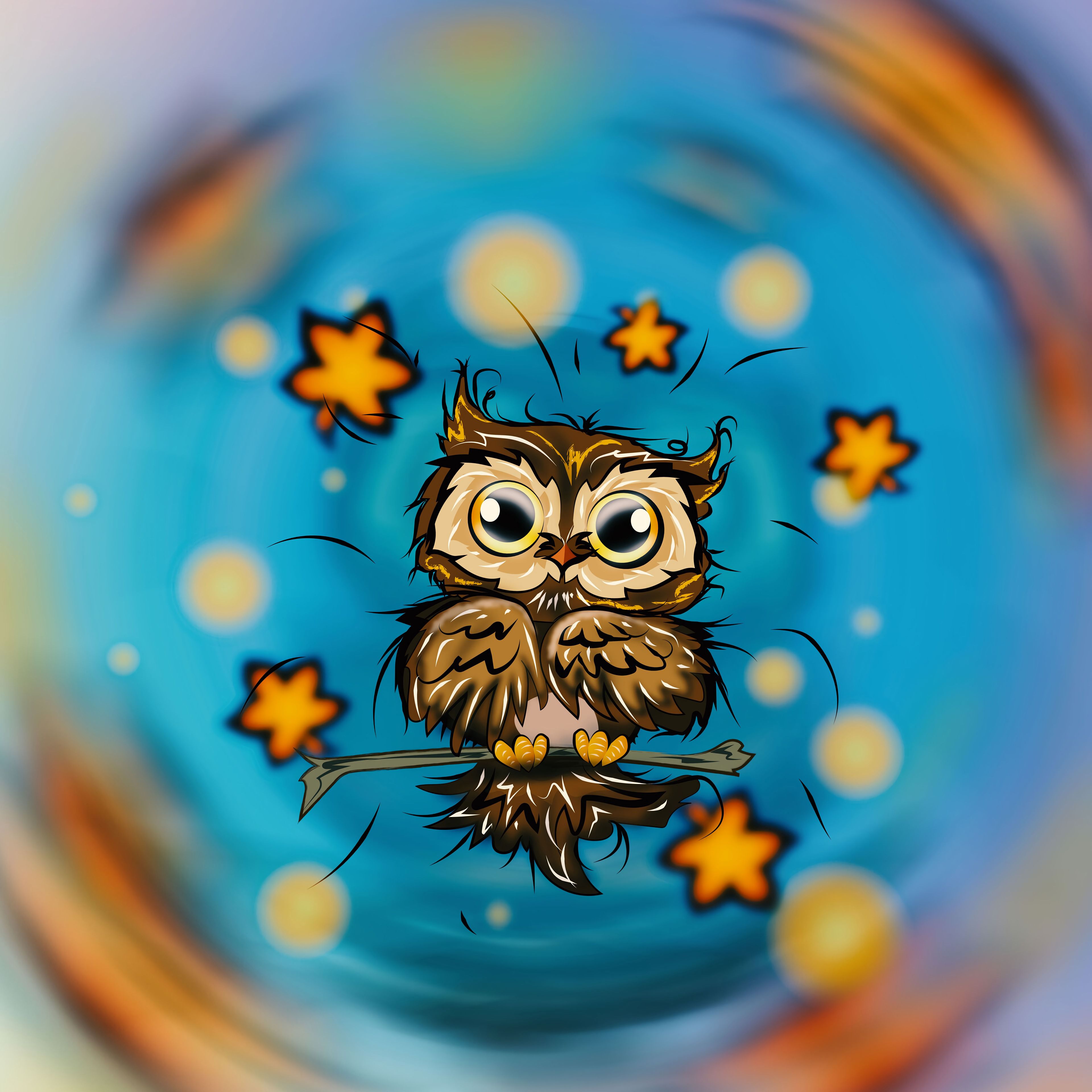Download mobile wallpaper Owl, Nice, Sweetheart, Stars, Bird, Art for free.