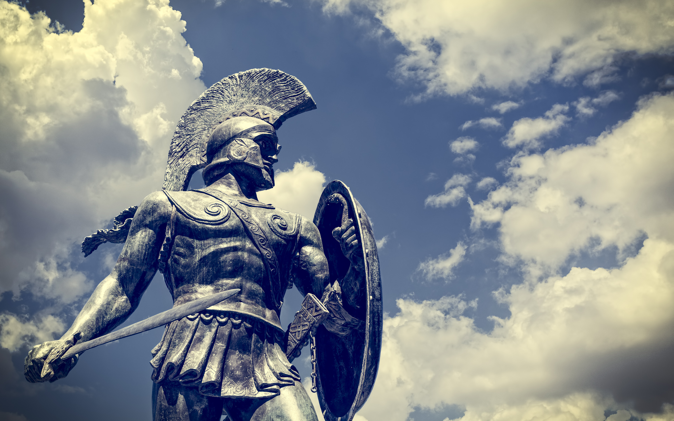 1526228 descargar imagen historia, hecho por el hombre, estatua, griego, guerrero: fondos de pantalla y protectores de pantalla gratis
