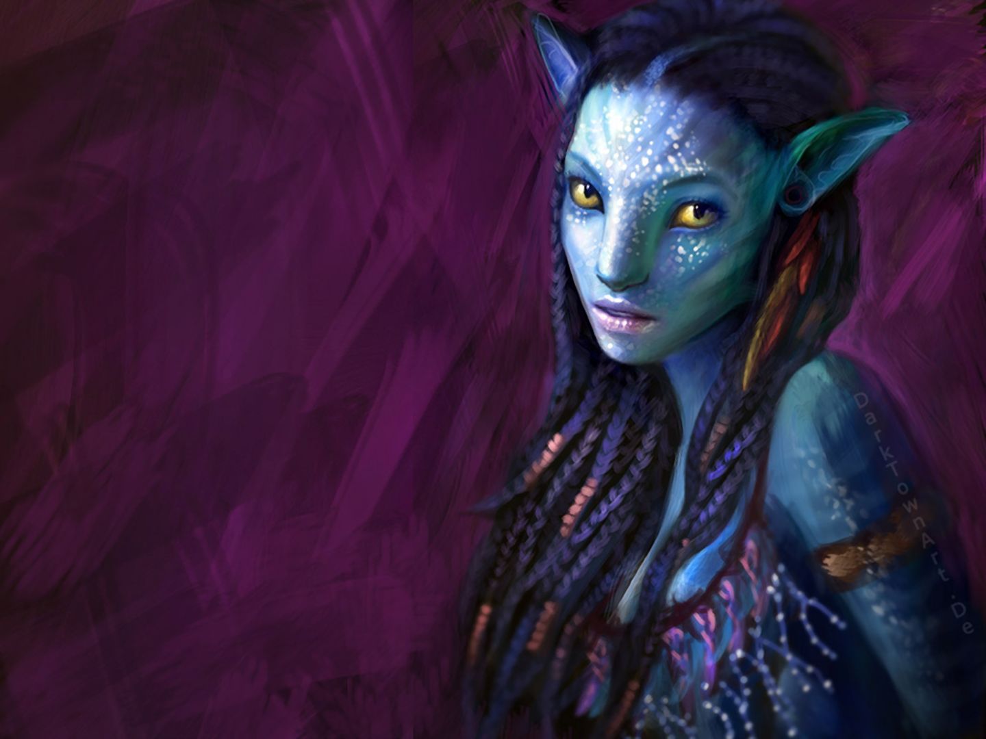 Download mobile wallpaper Avatar, Yellow Eyes, Braid, Movie, Na'vi, Neytiri (Avatar), Pointed Ears for free.