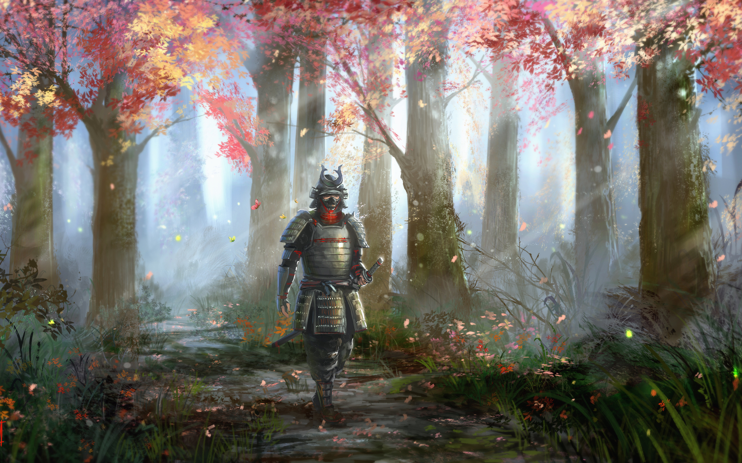 Full HD Wallpaper samurai, fantasy