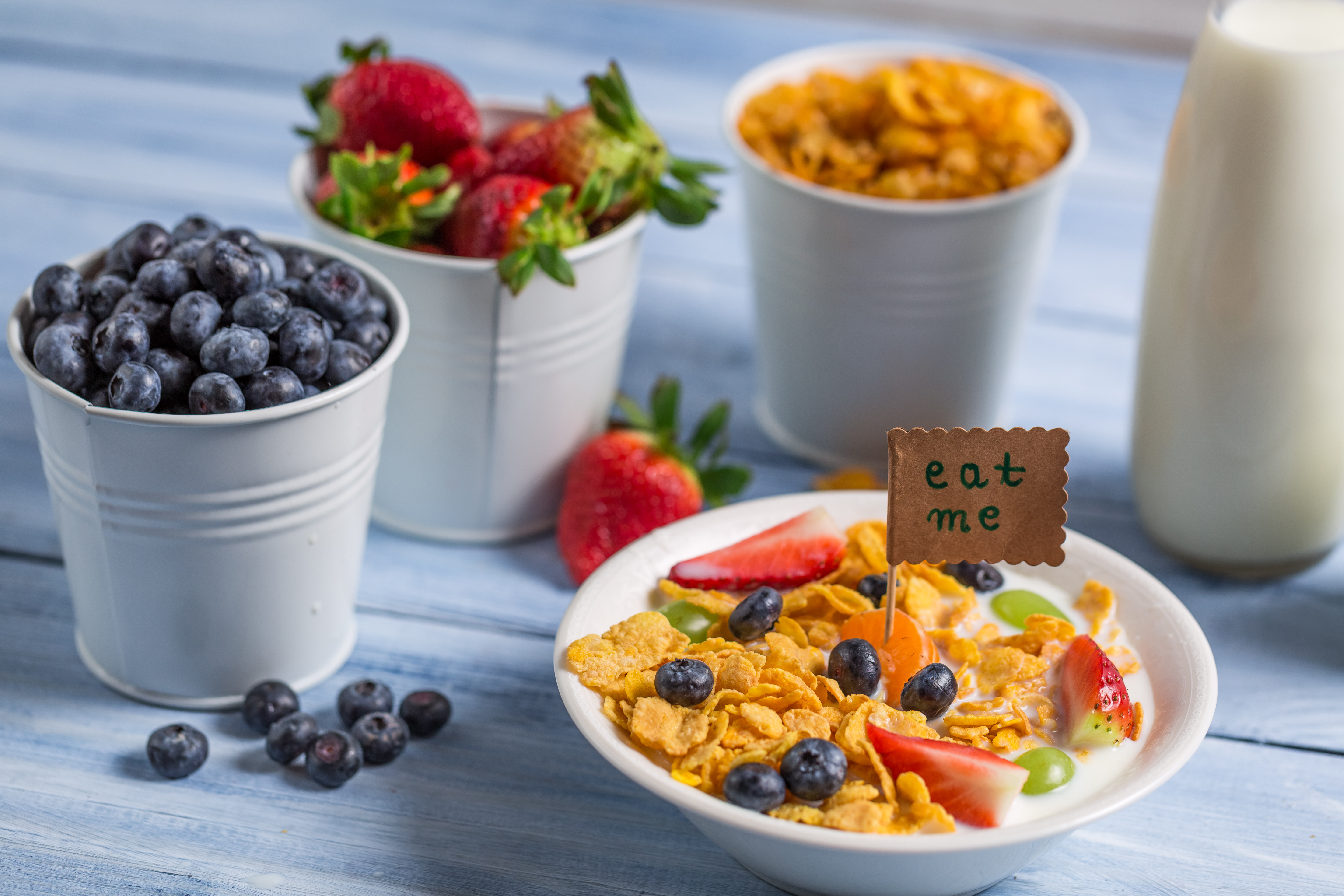 food, breakfast, blueberry, cereal, fruit, muesli, strawberry 2160p