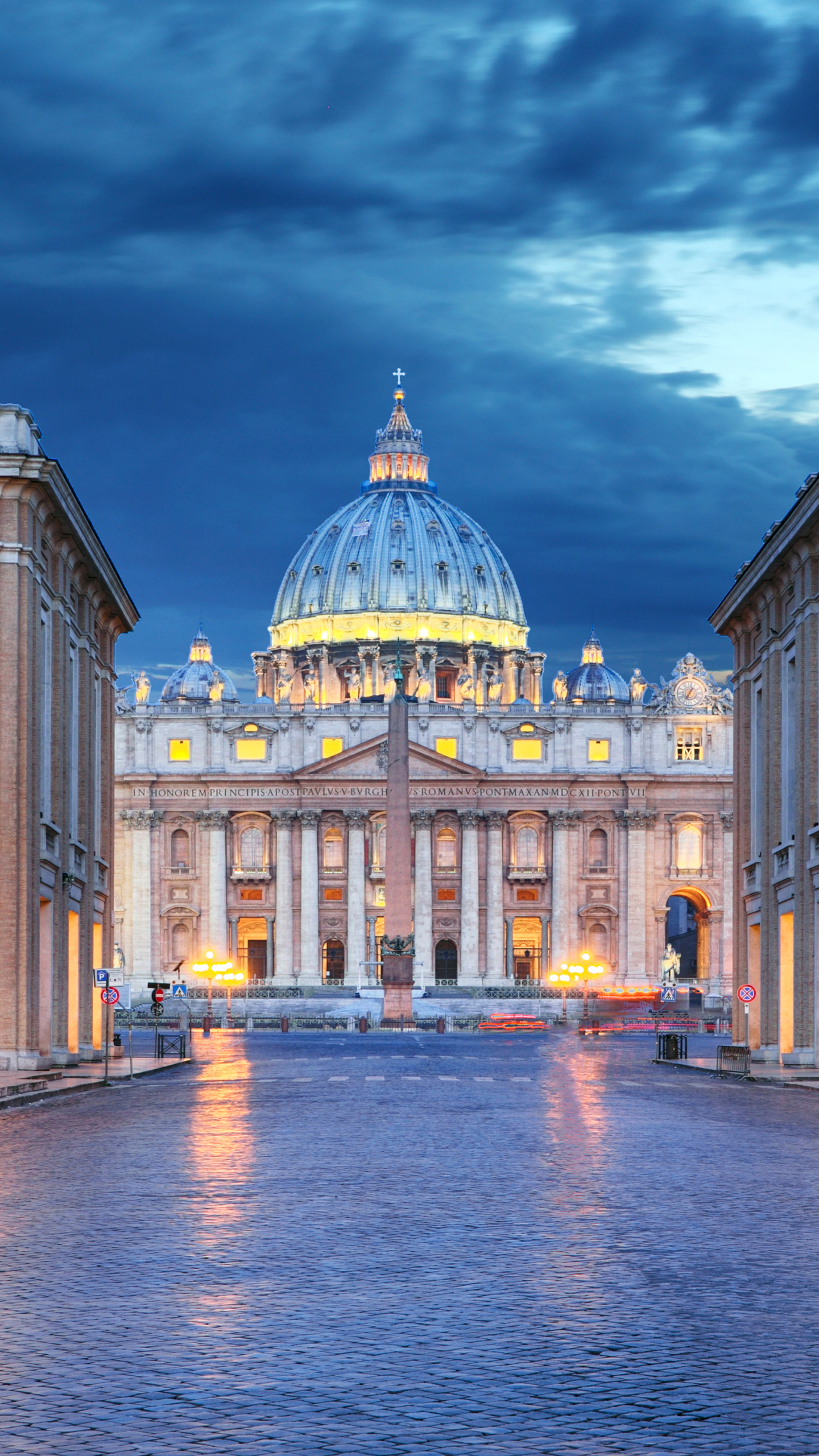 Wallpaper the city, the evening, lighting, Rome, Italy, Rome, The Vatican,  St. Peter's Cathedral for mobile and desktop, section город, resolution  2048x1360 - download