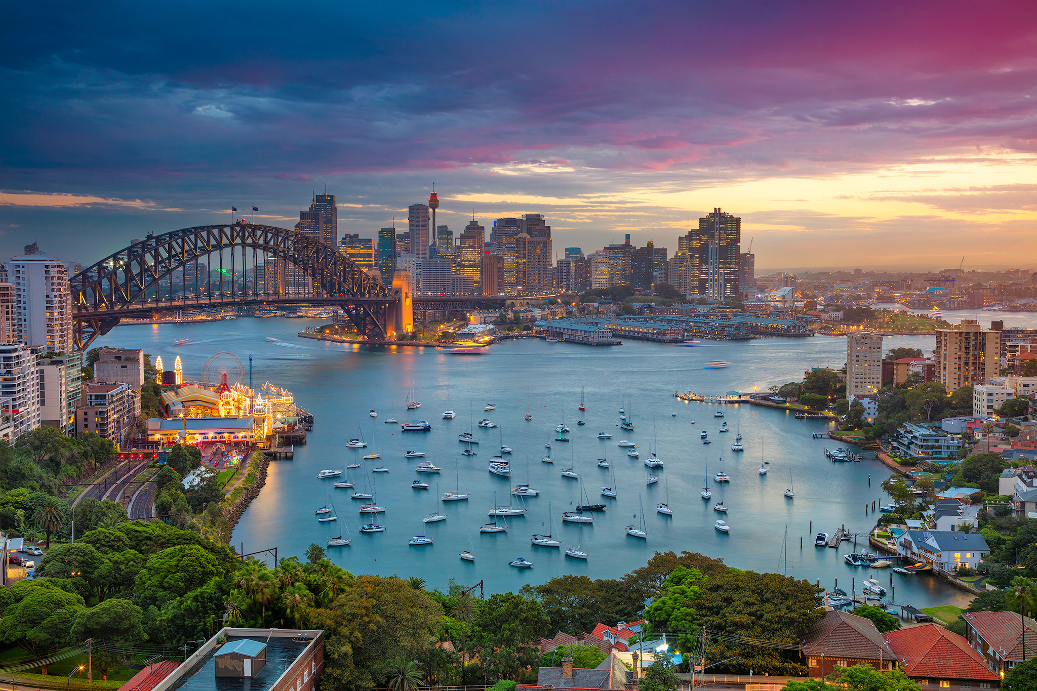 australia, sydney, sydney harbour, sydney harbour bridge, man made, boat, bridge, city, lavender bay, cities 1080p