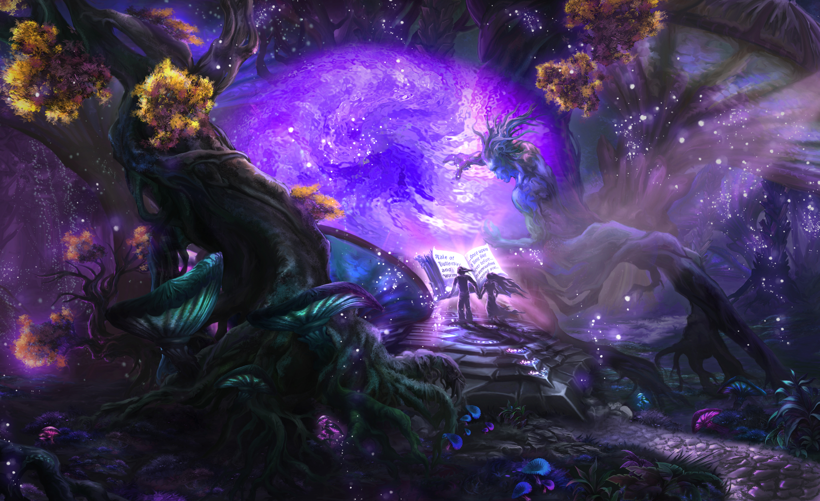 magic, underwater, fantasy, people, portal, tree HD wallpaper