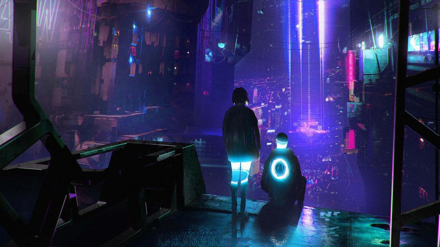 Cyberpunk 2077 City неон