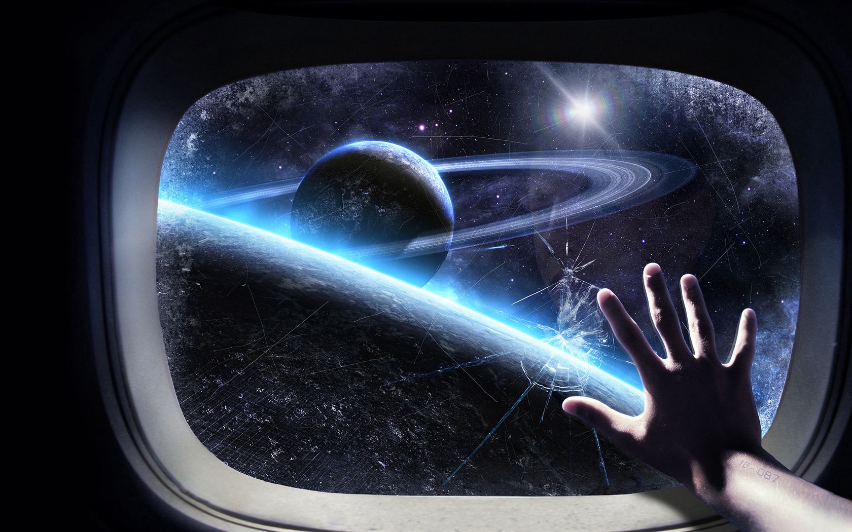 universe, orbit, hand, glass, planet, ship 1080p