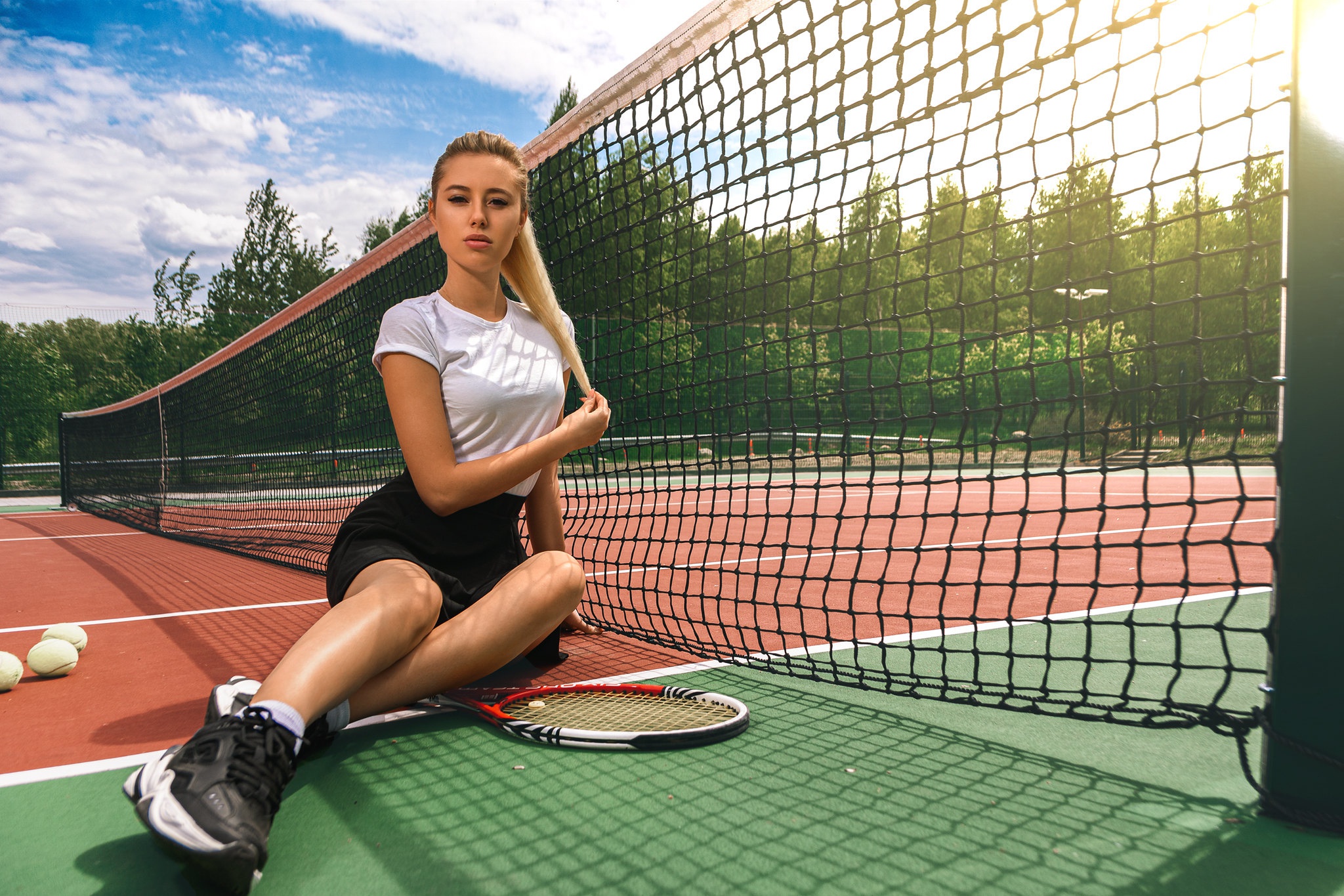 racket, sports, tennis, blonde