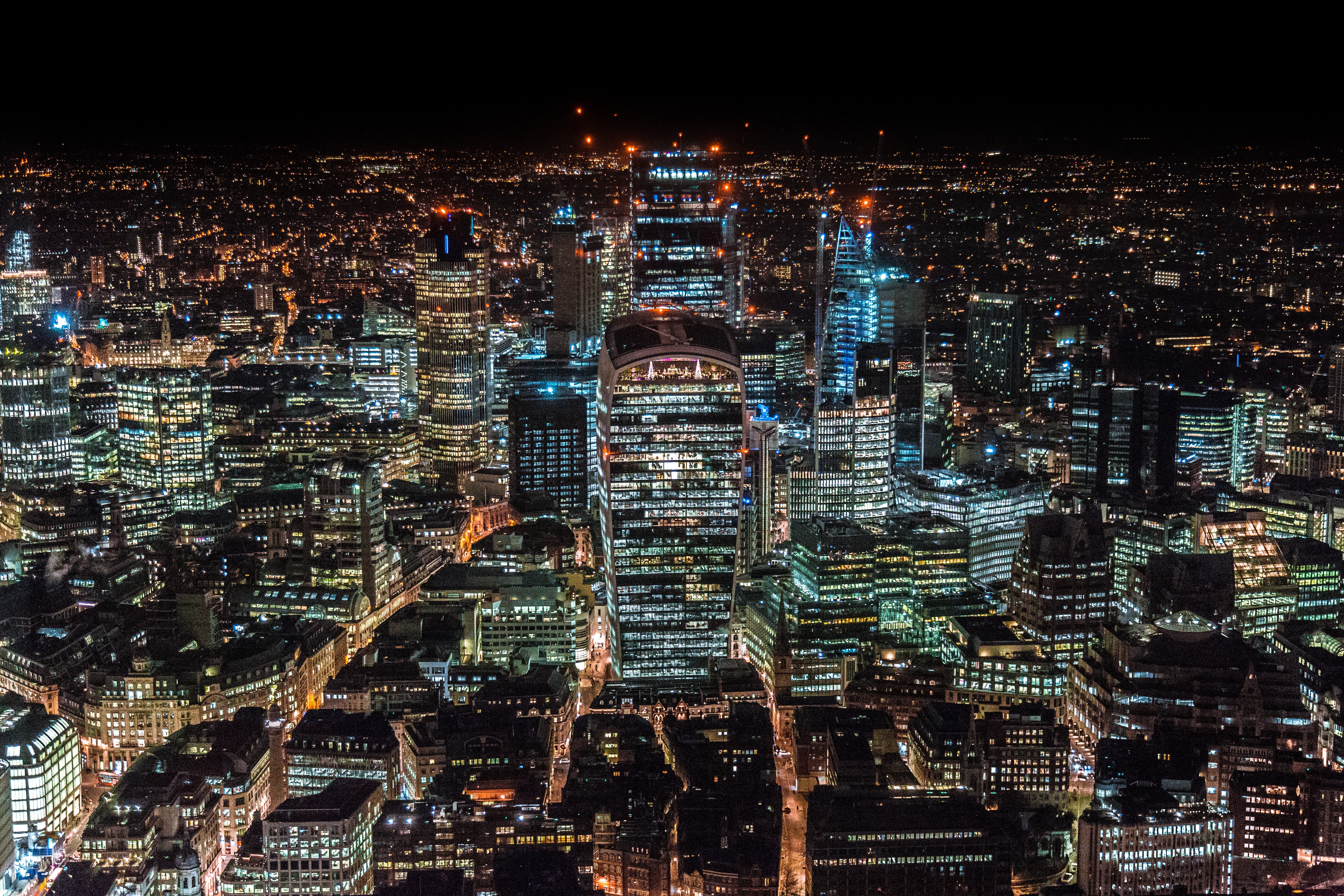 great britain, united kingdom, london, cities, night city, view from above, skyscrapers wallpapers for tablet