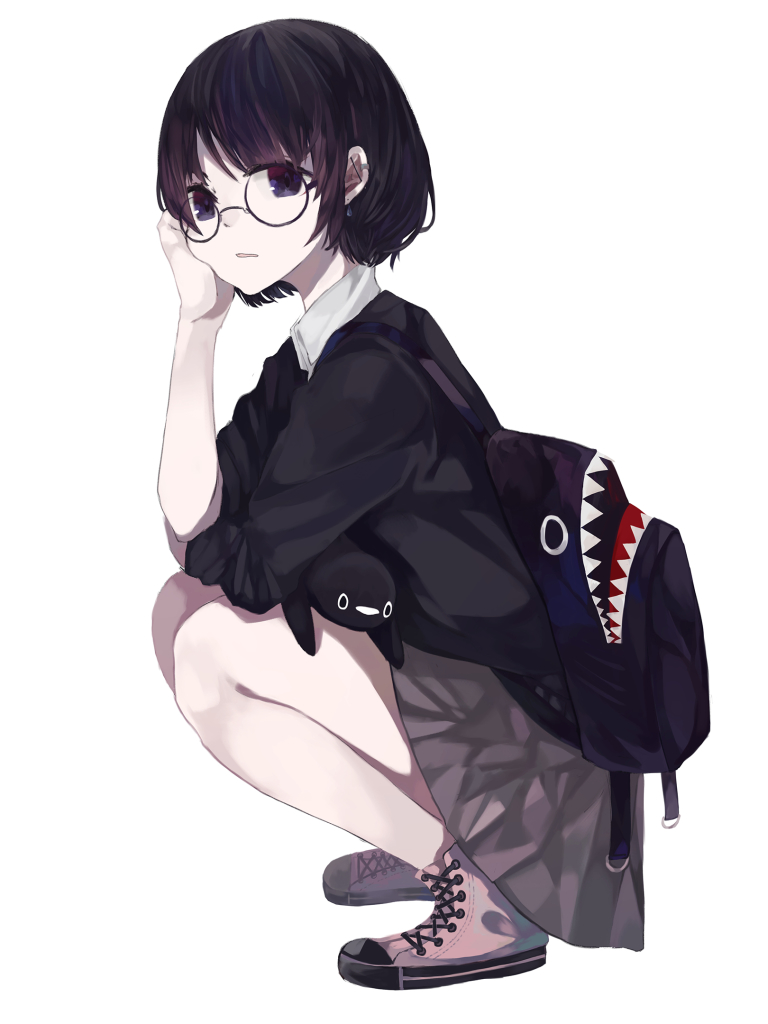 illustration of anime girl with glasses Stock Photo