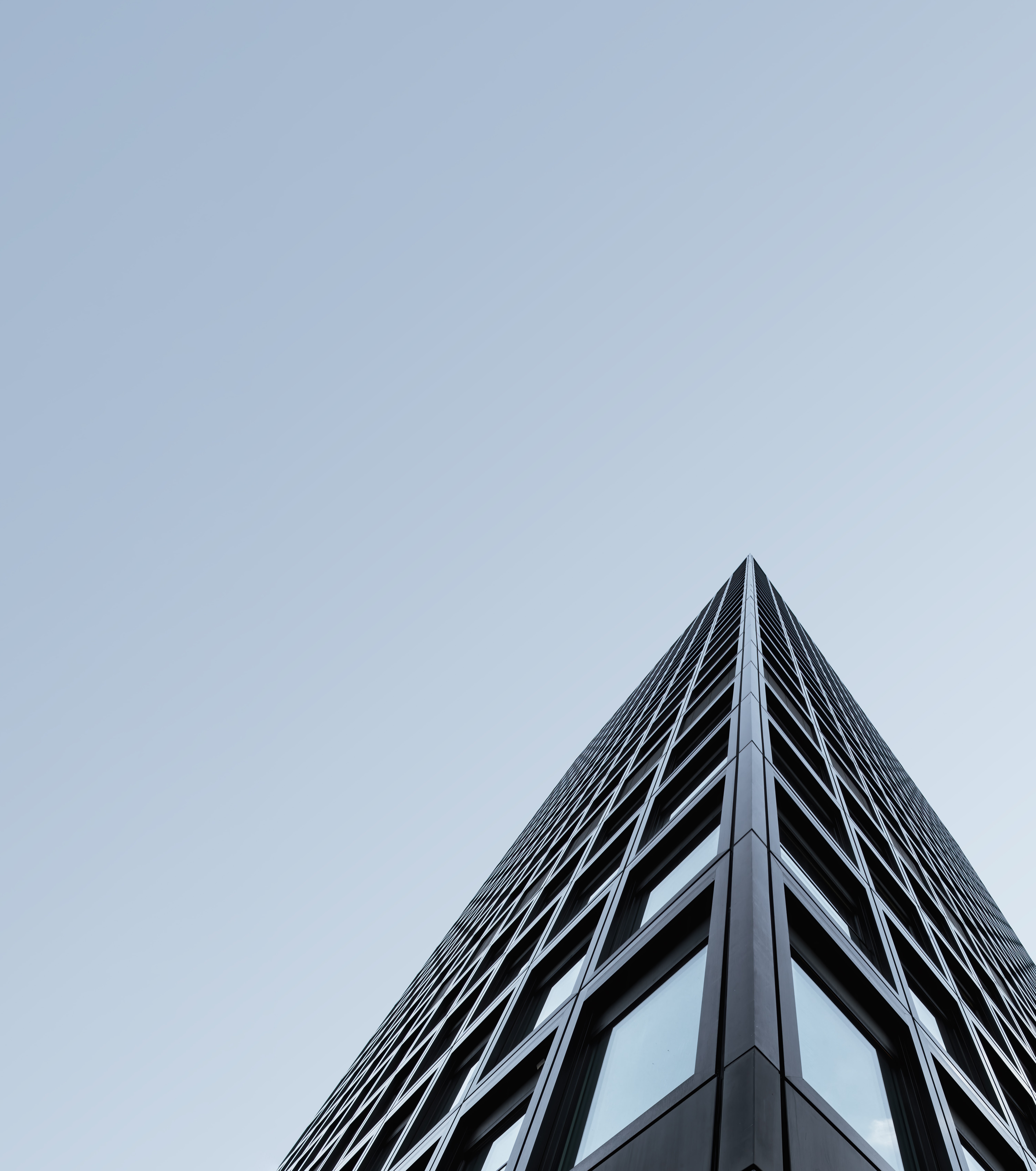 minimalism, sky, building, bottom view, angle, corner
