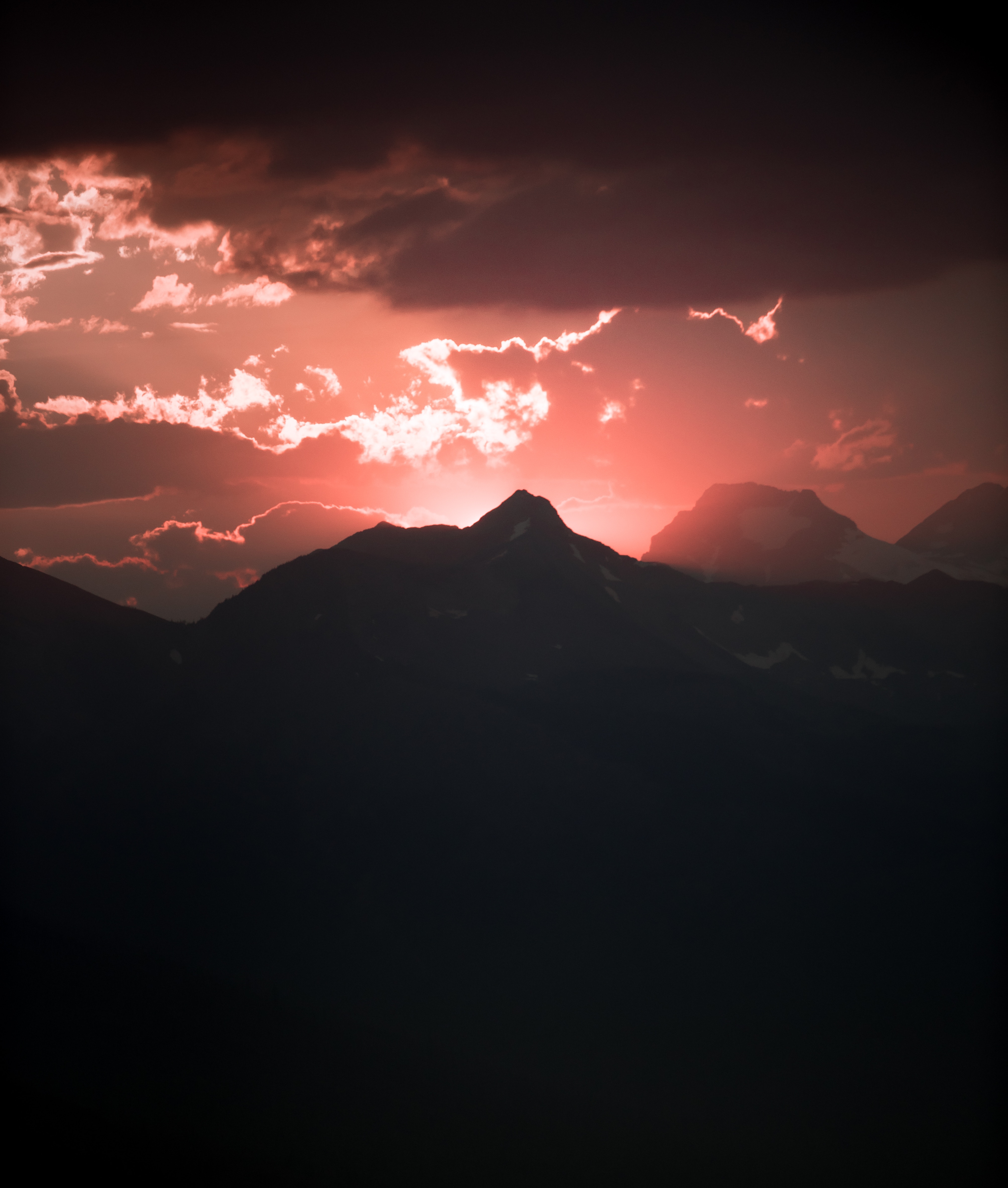 Download mobile wallpaper Clouds, Outlines, Mountain, Dark, Darkness for free.