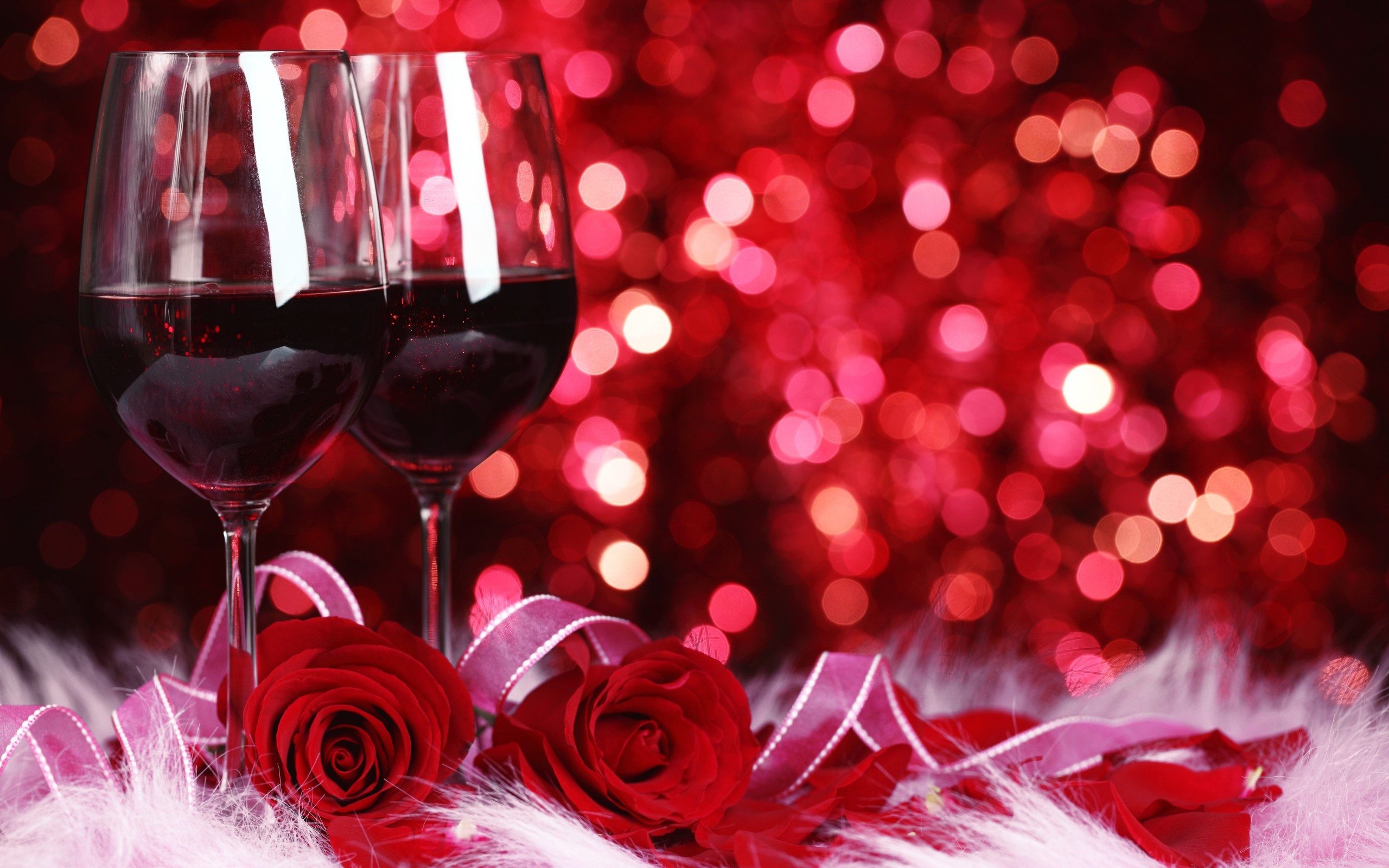 575403 baixar papel de parede vinho, feriados, dia dos namorados, bokeh, flor, vidro, fita, rosa - protetores de tela e imagens gratuitamente