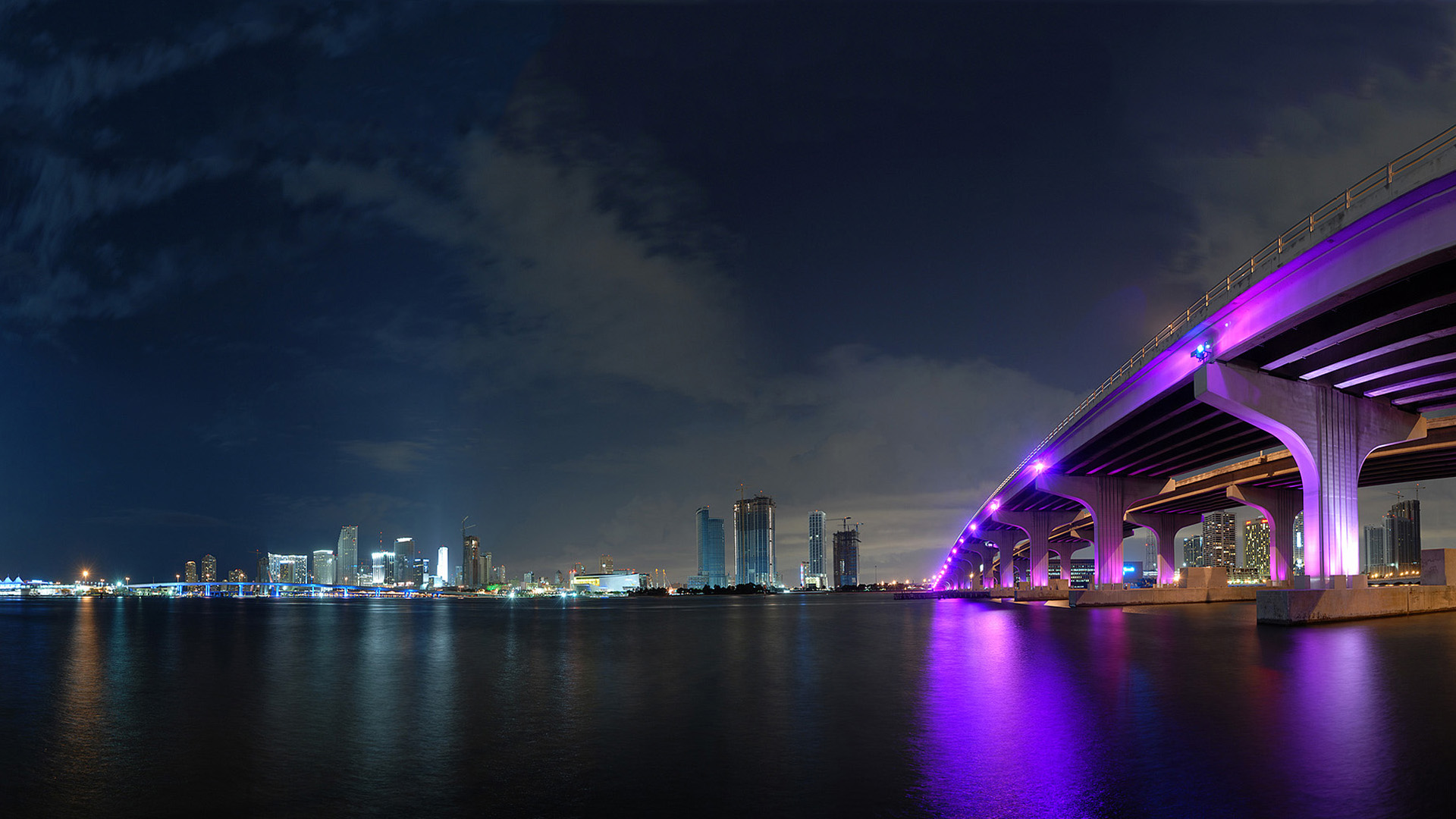 352599 descargar imagen puente, hecho por el hombre, miami, noche, ciudades: fondos de pantalla y protectores de pantalla gratis