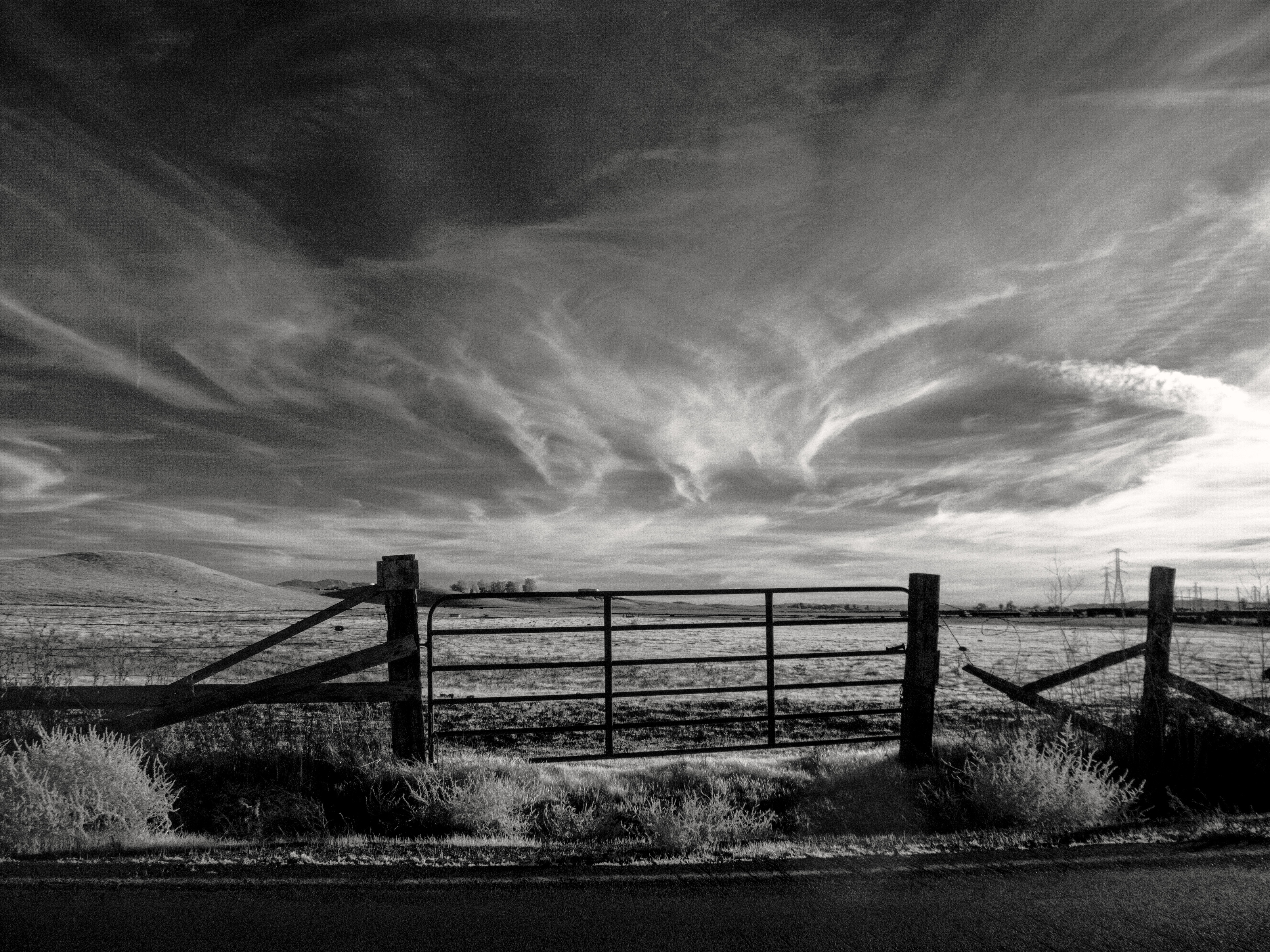 nature, sky, fence, bw, chb, gate, goal for Windows