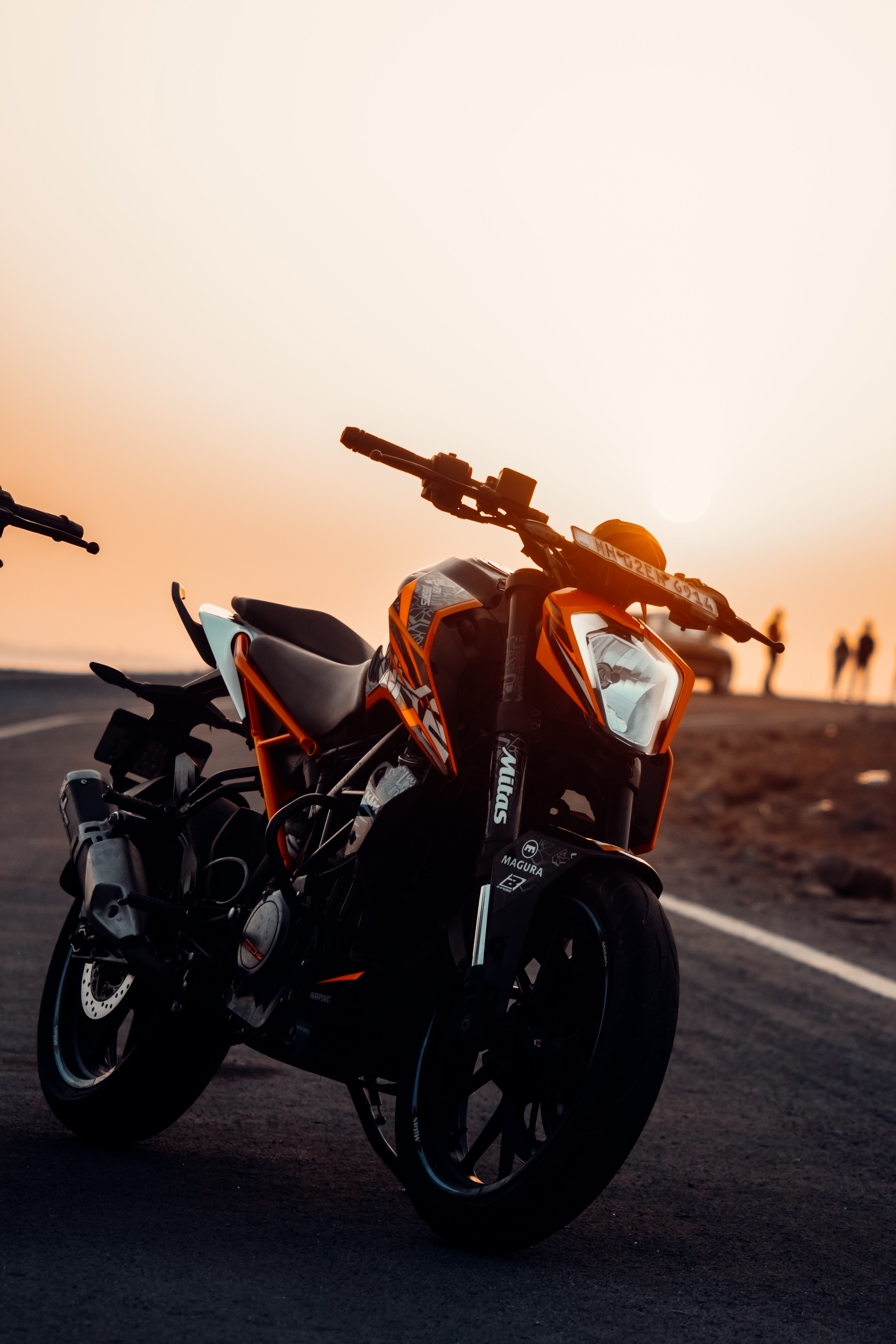 bike, motorcycle, motorcycles, front view, sunset, headlight for android