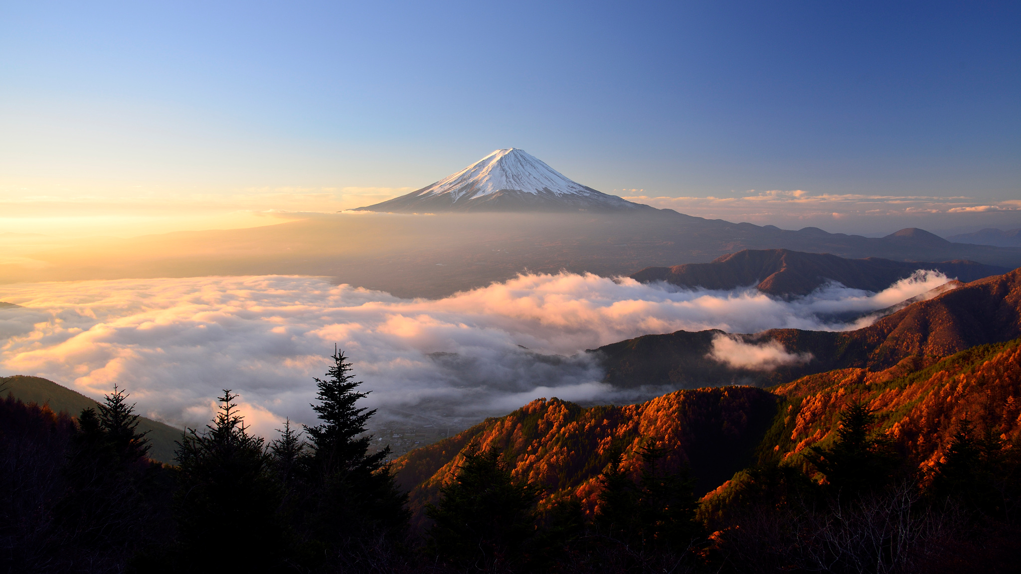 357823 免費下載壁紙 自然, 富士山, 日本, 风景, 早晨, 平流火山, 日出, 火山 屏保和圖片