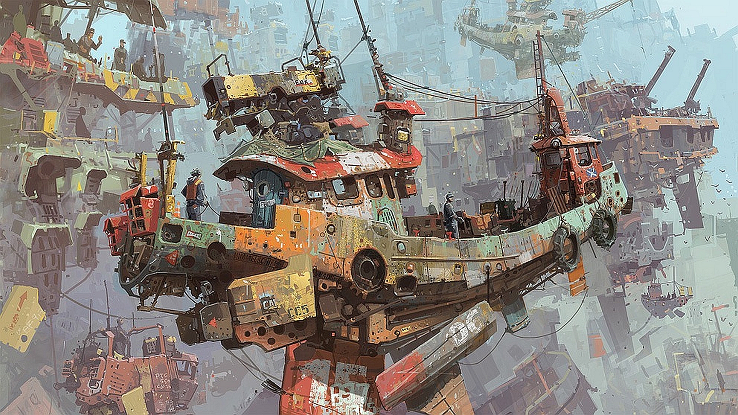 Ian MCQUE корабли стимпанк