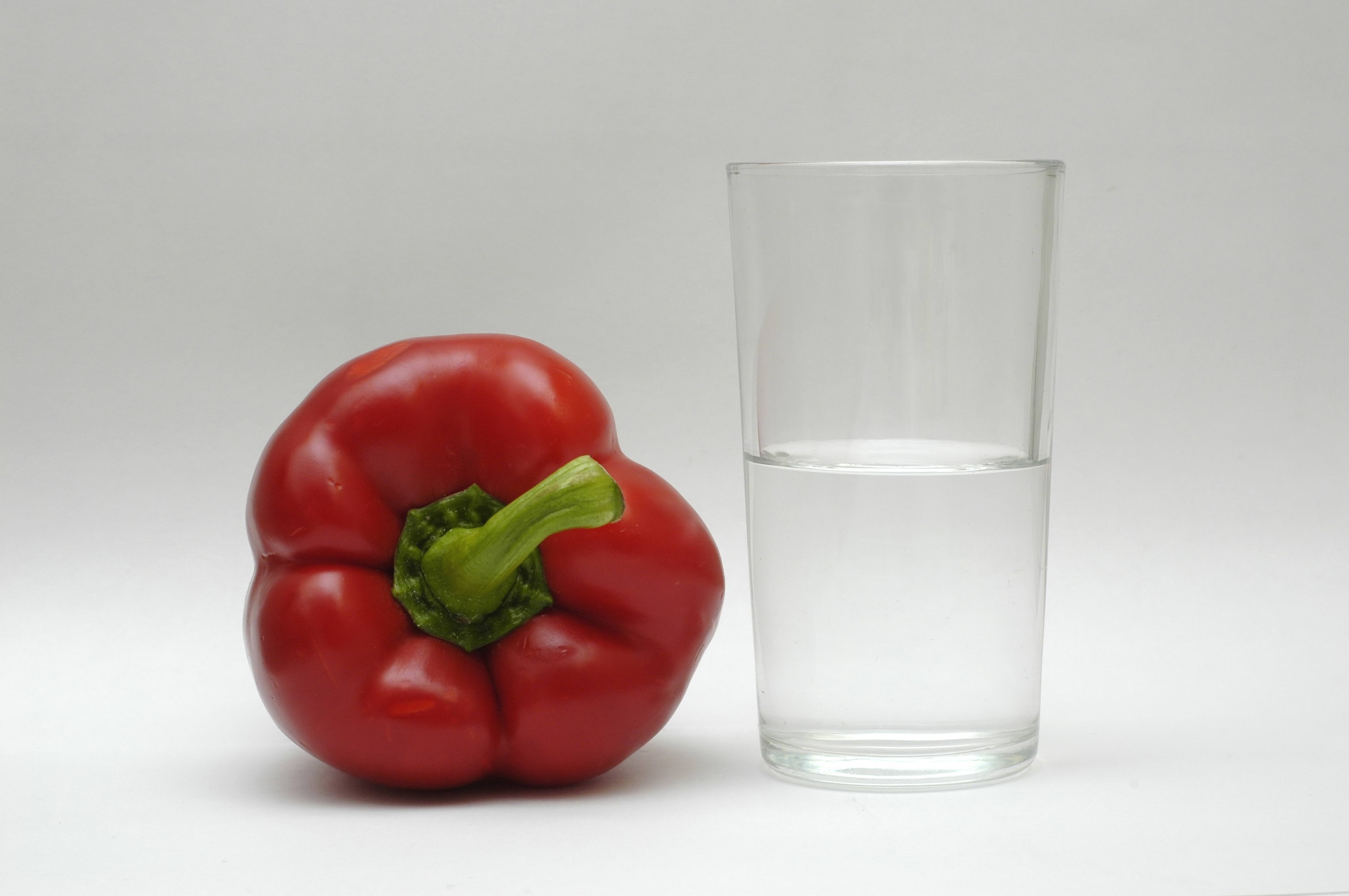 food, pepper, glass, white background