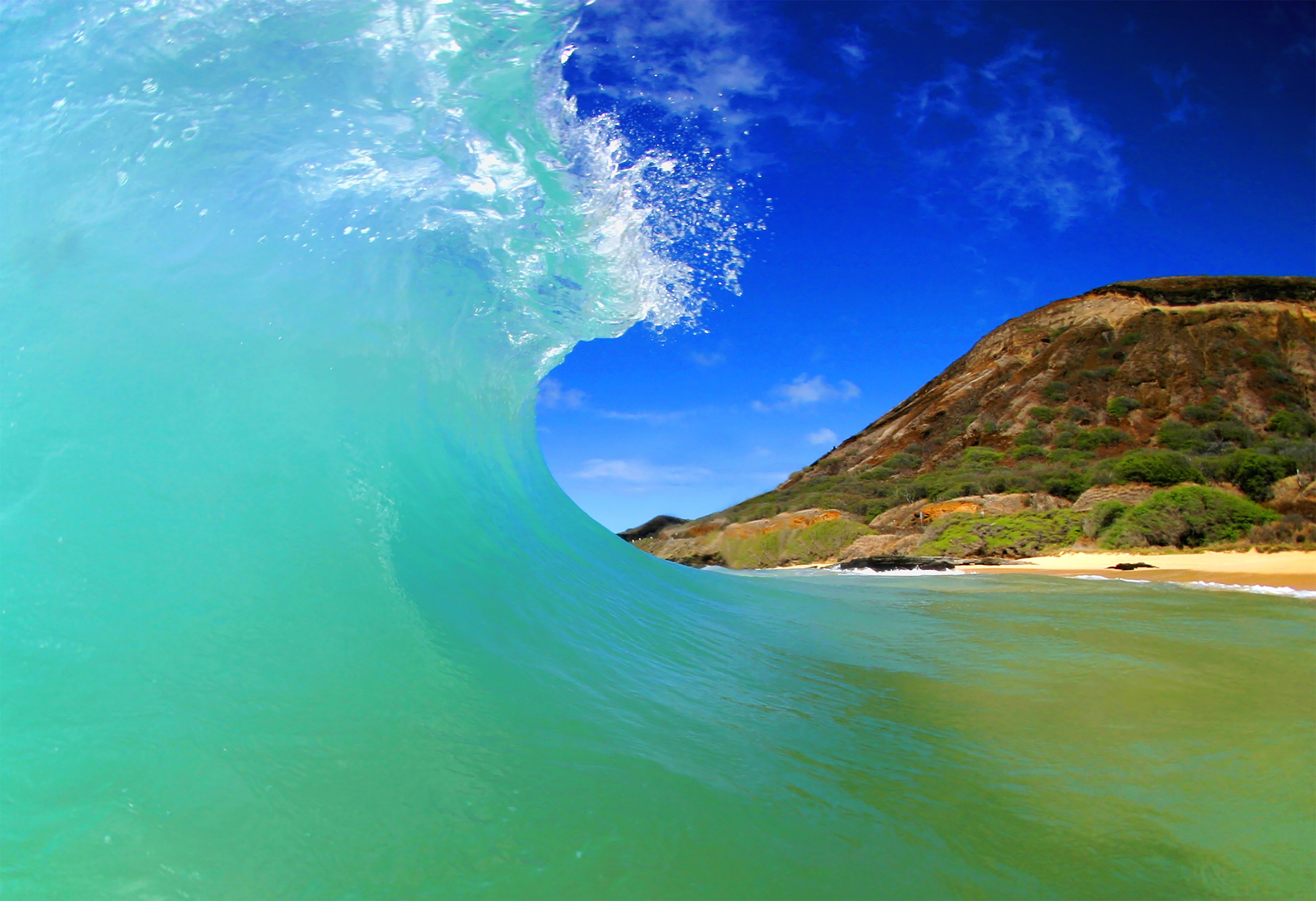 Free download wallpaper Landscape, Sea, Waves, Beach on your PC desktop