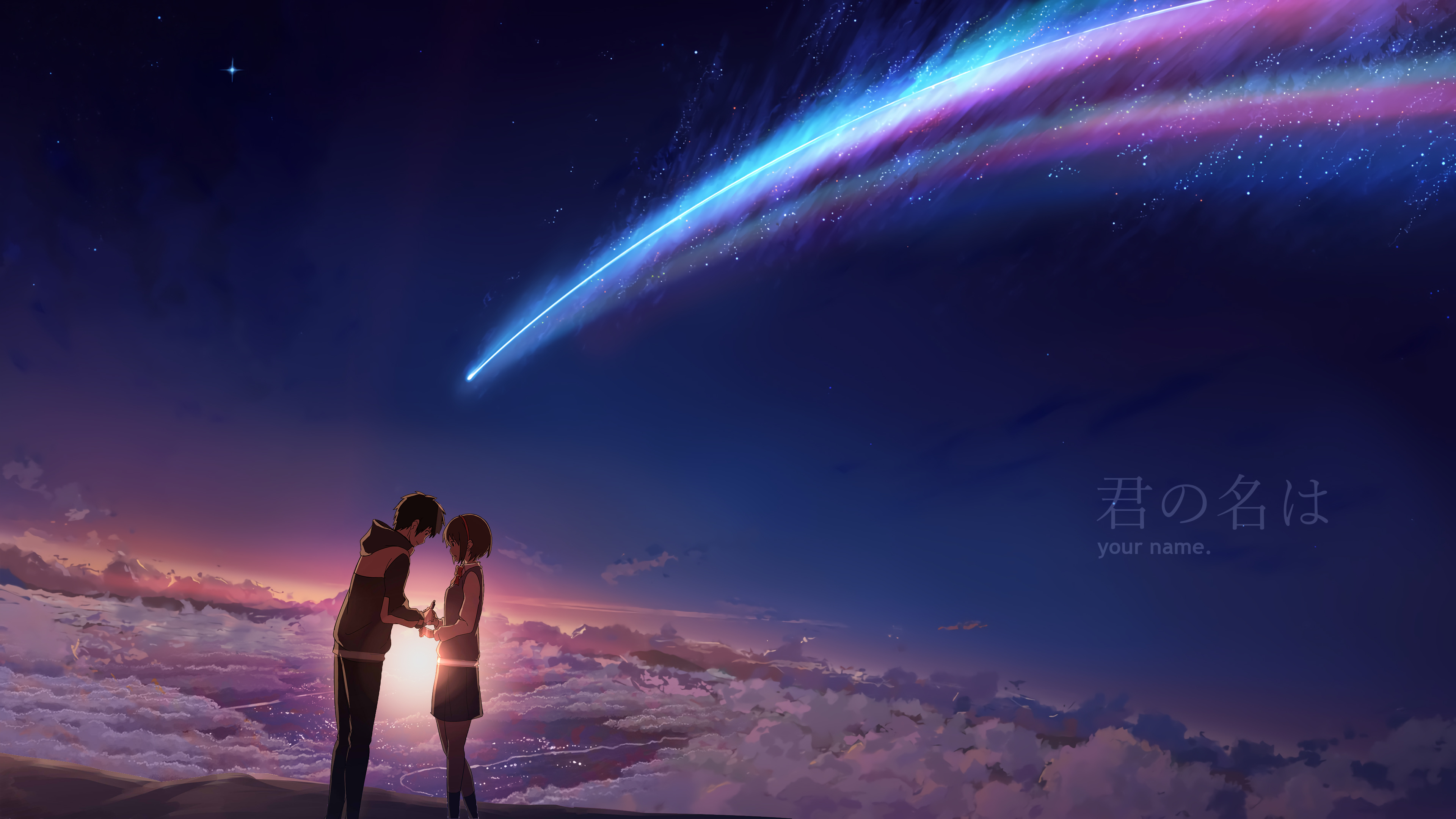 anime, comet, cloud, sky, your name, kimi no na wa, mitsuha miyamizu, scenic, taki tachibana lock screen backgrounds