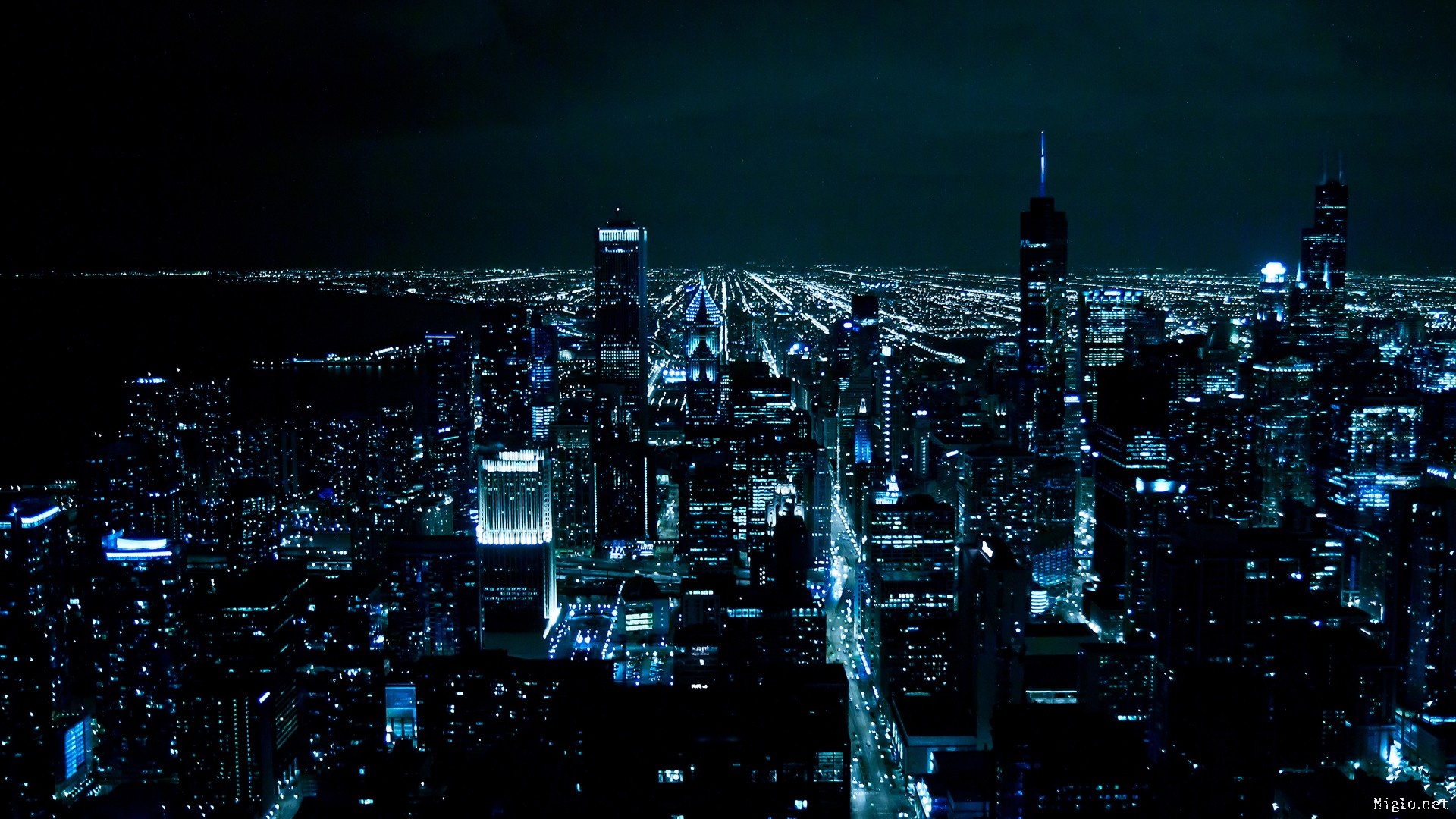 420762 descargar imagen ciudades, hecho por el hombre, chicago, azul, ciudad, paisaje urbano, noche: fondos de pantalla y protectores de pantalla gratis