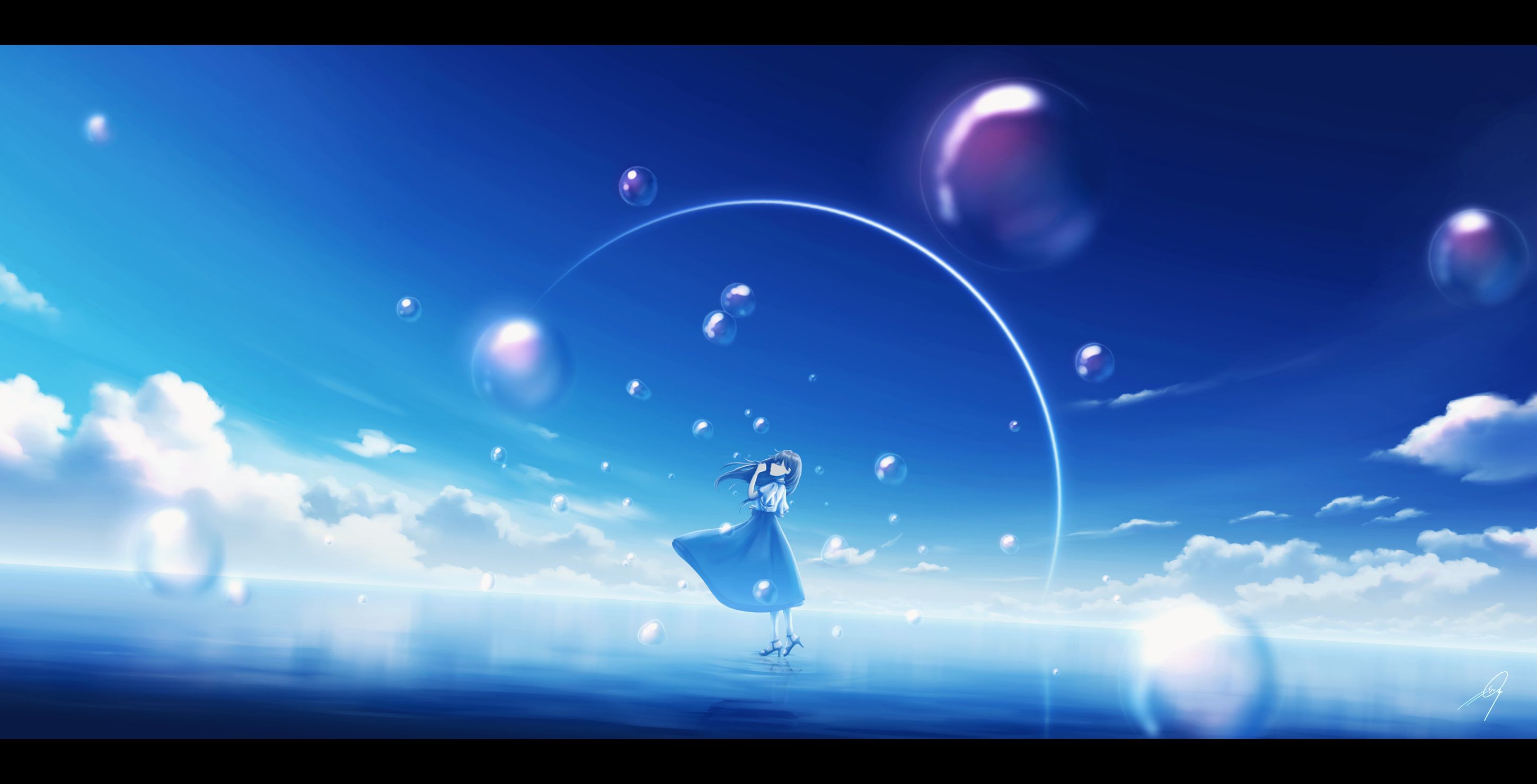 Desktop Wallpaper Original Anime Girl Outdoor Bubbles Hd Image  Picture Background 37f491