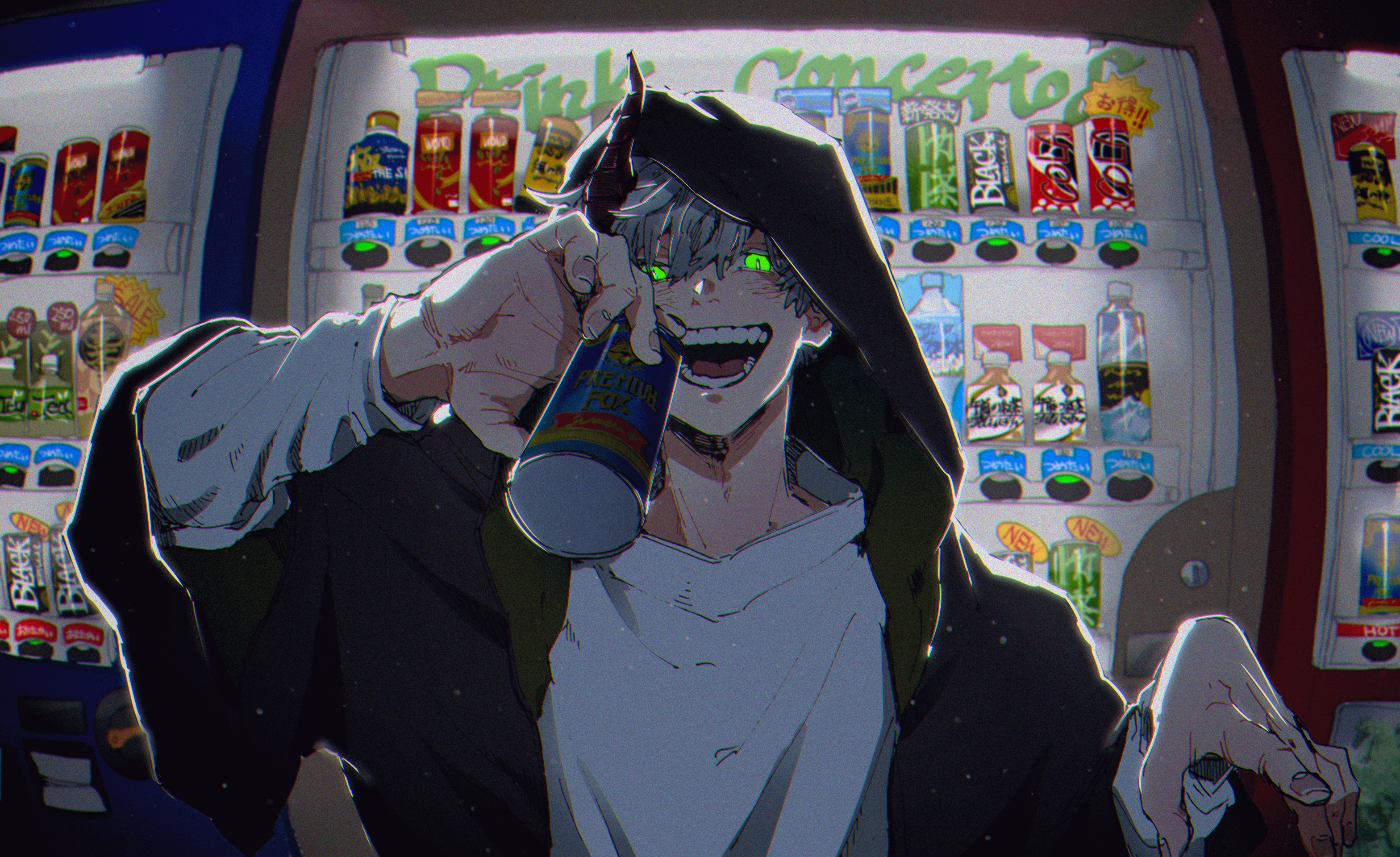 Download mobile wallpaper Anime, Drink, Hood, Boy for free.