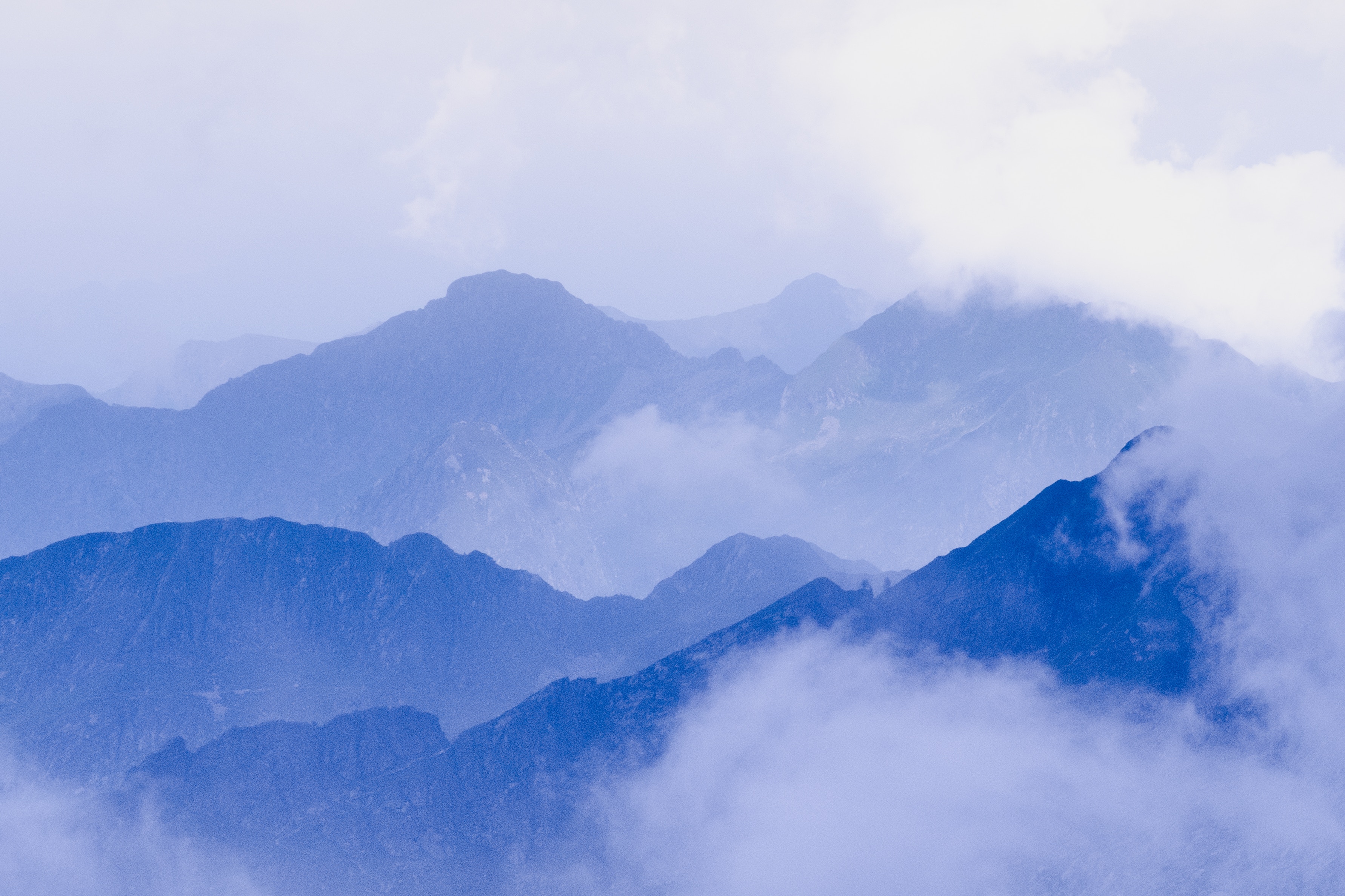 Download mobile wallpaper Vertex, Fog, Mountains, Clouds, Tops, Layers, Nature for free.