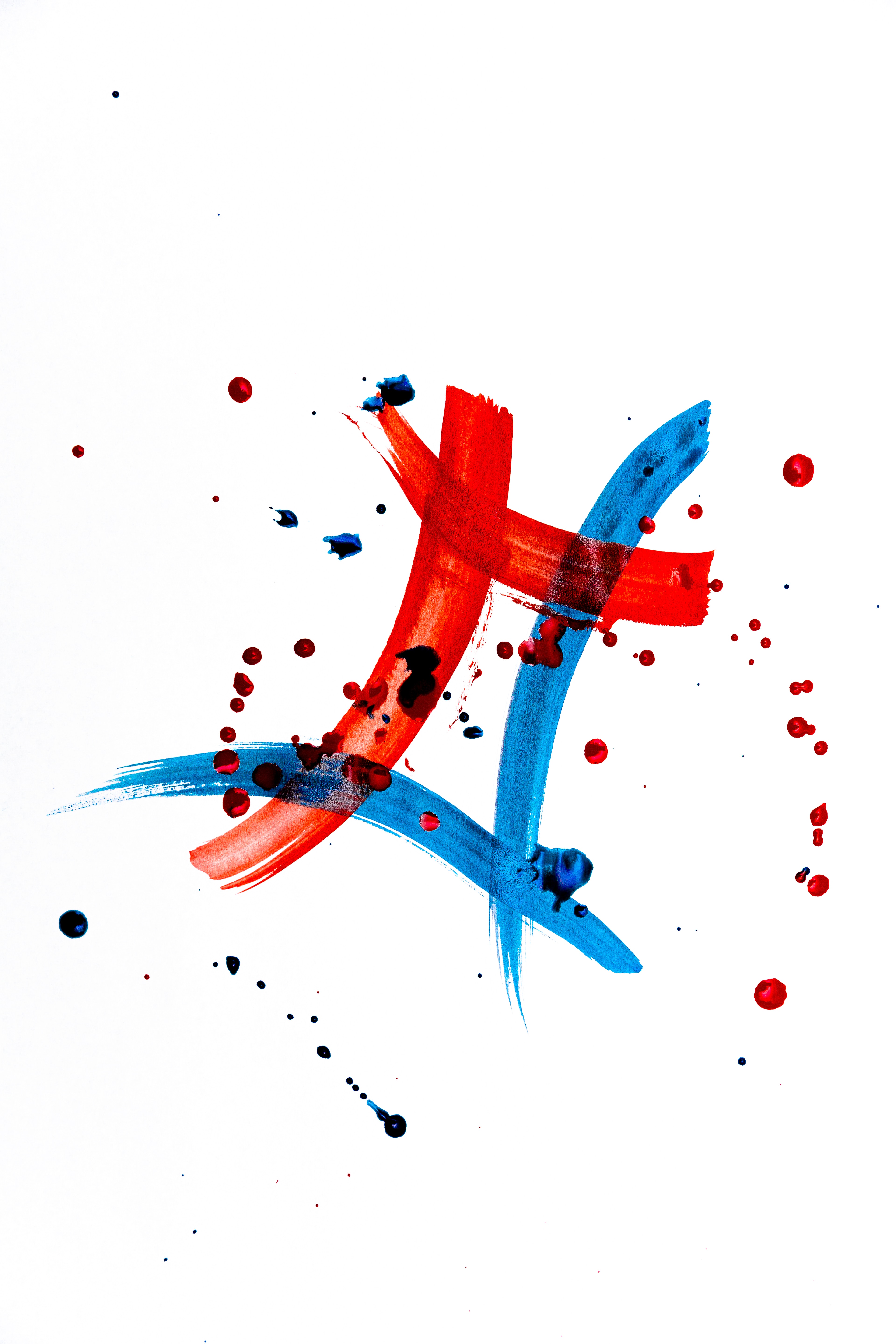 spots, lines, abstract, blue, red, stains