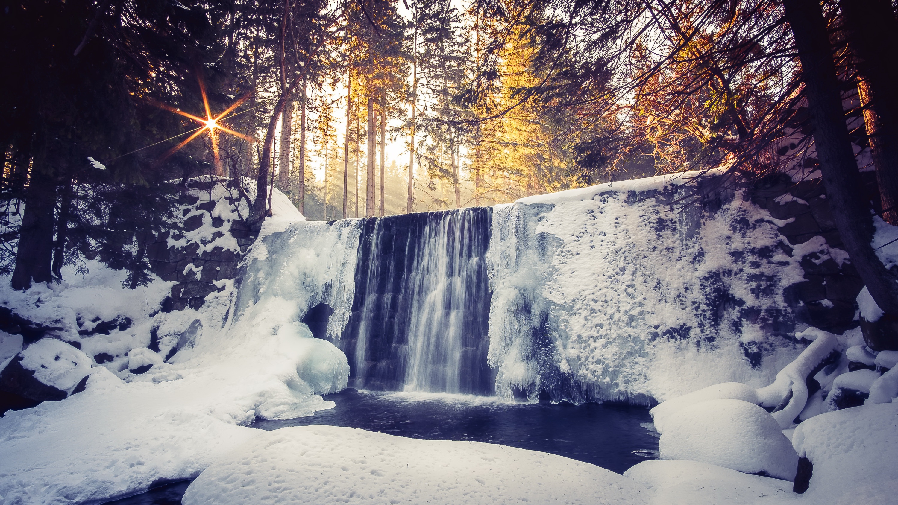 Рускеальские водопады зима