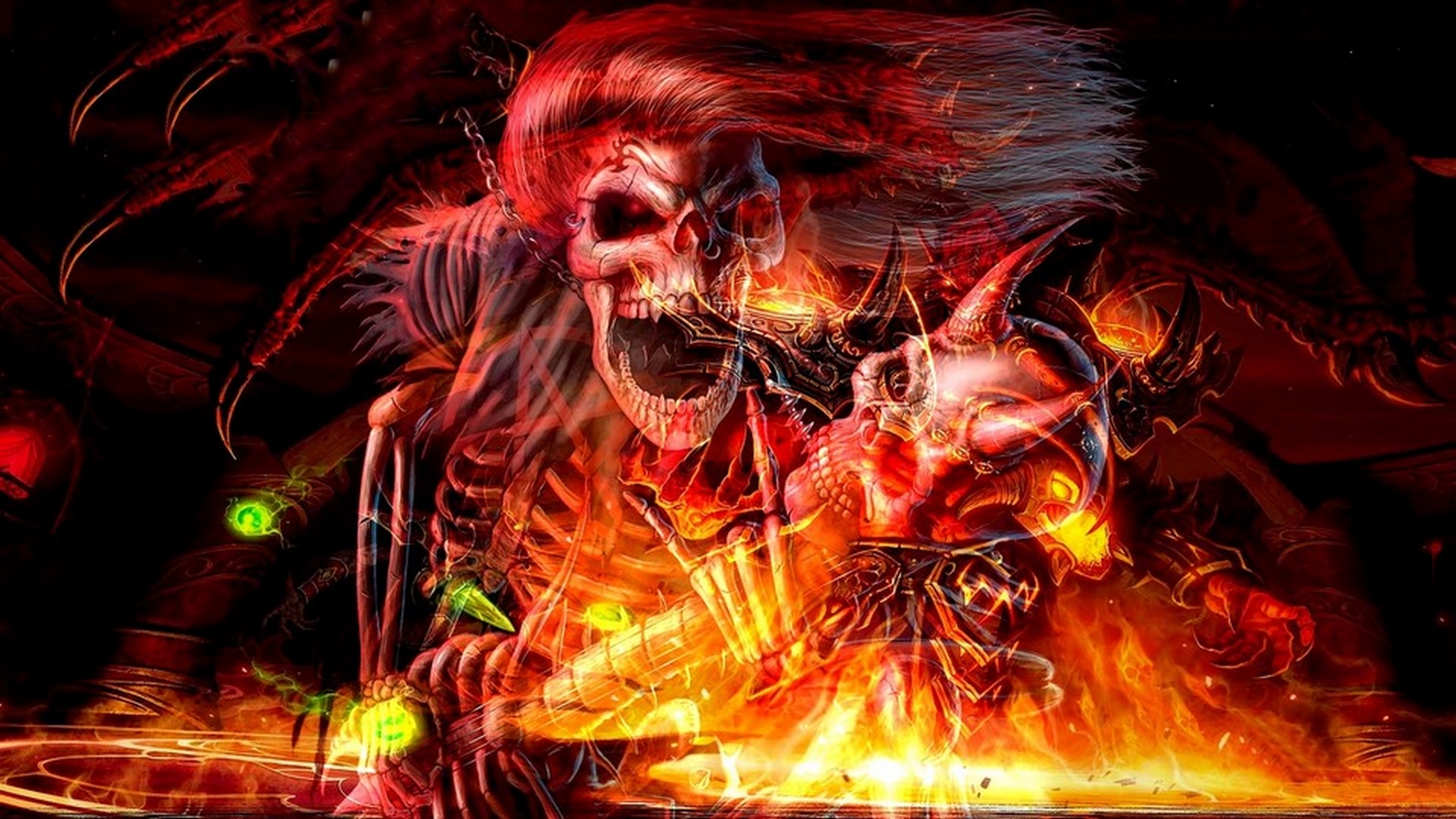 skeleton, demon, skull, dark, warrior Full HD