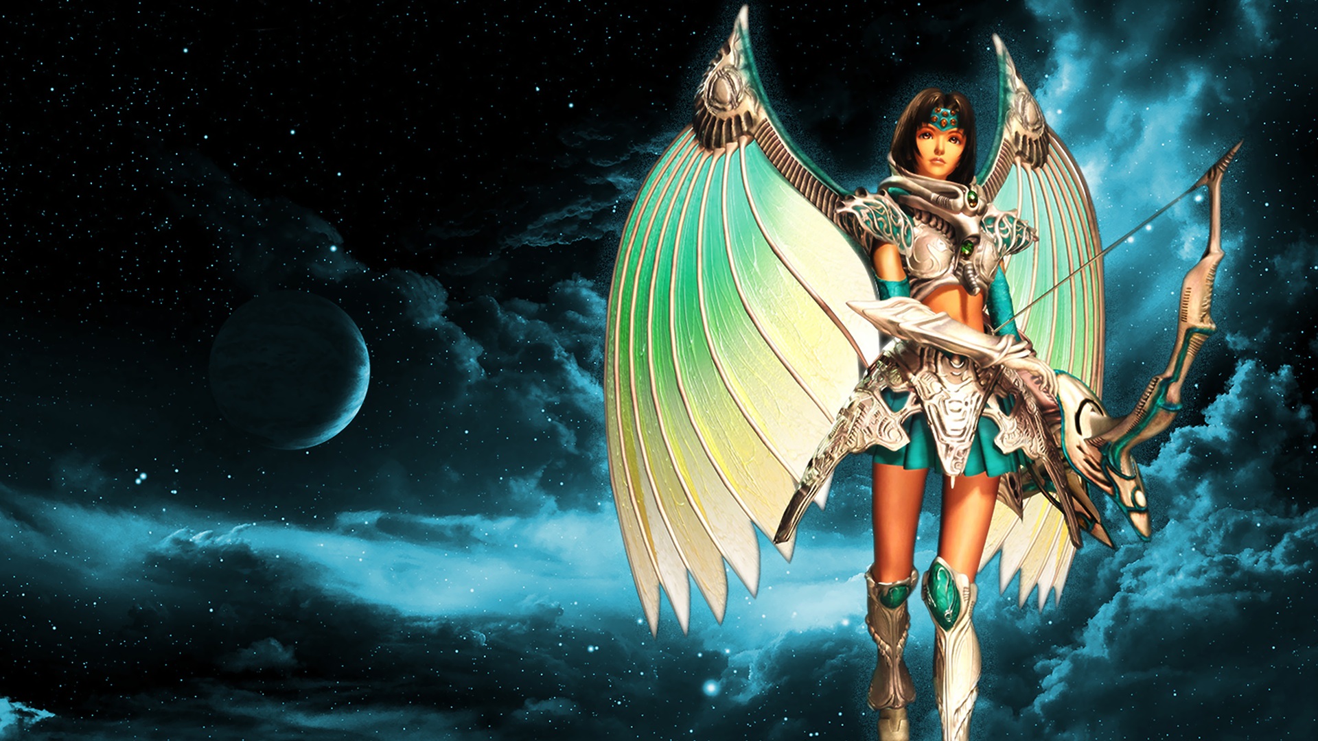 android video game, the legend of dragoon, angel, archer, bow, fantasy, legend of dragoon, warrior