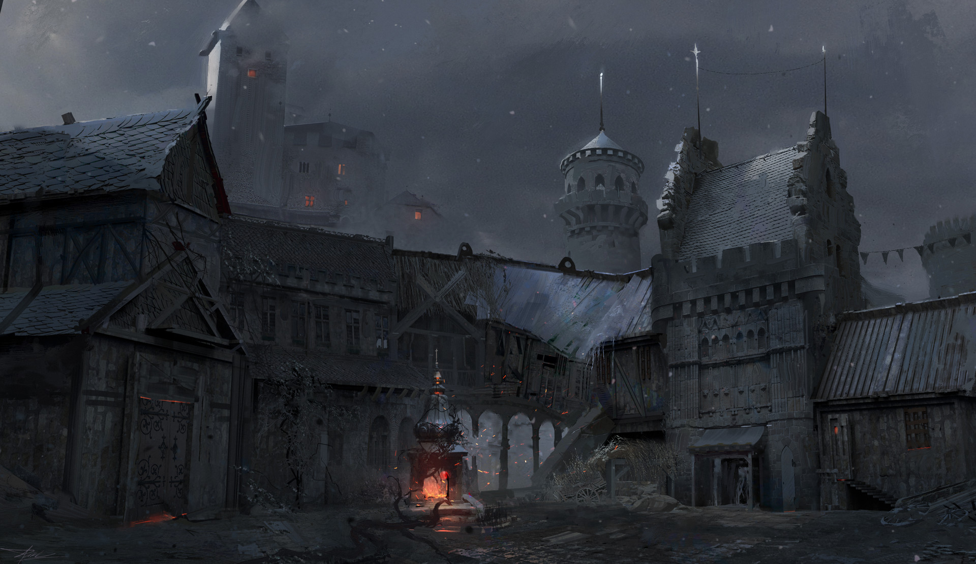 Мрачный средневековый город