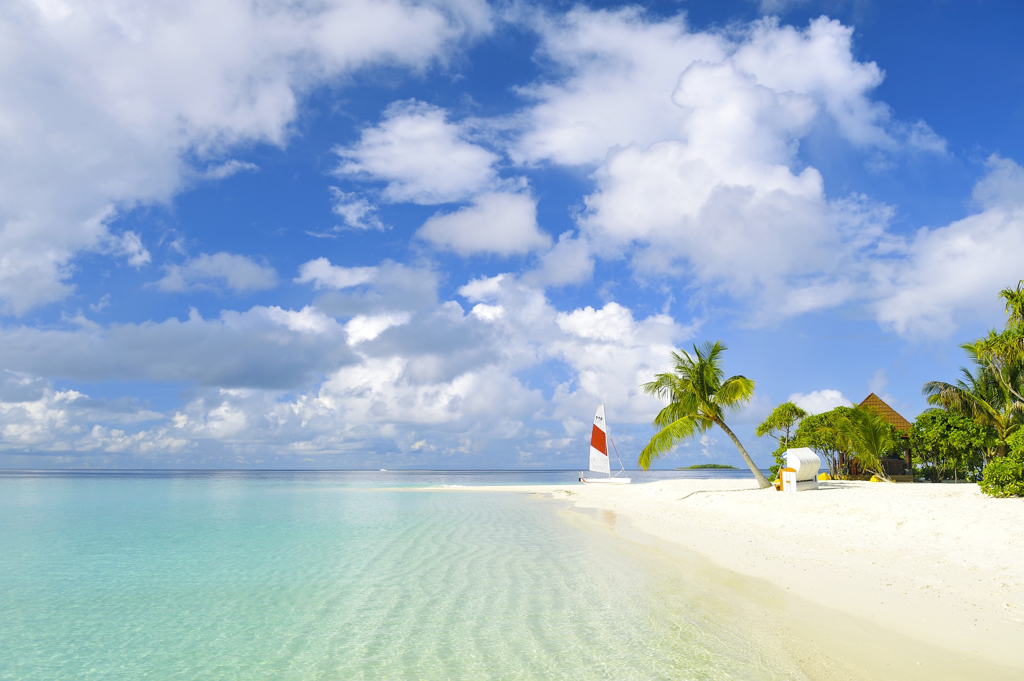 56162 télécharger le fond d'écran sable, mer, plage, nature, palms, tropiques, yacht - économiseurs d'écran et images gratuitement