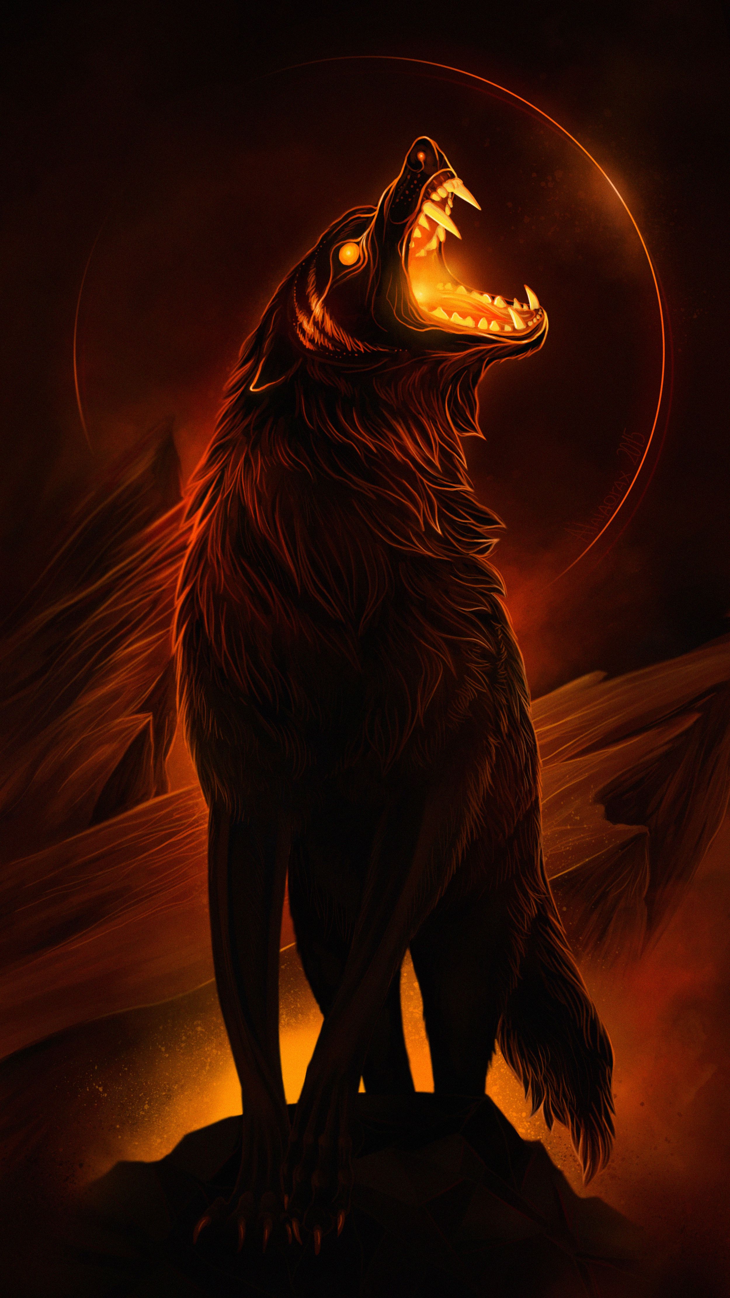 dark, wolf, art, grin, predator Smartphone Background