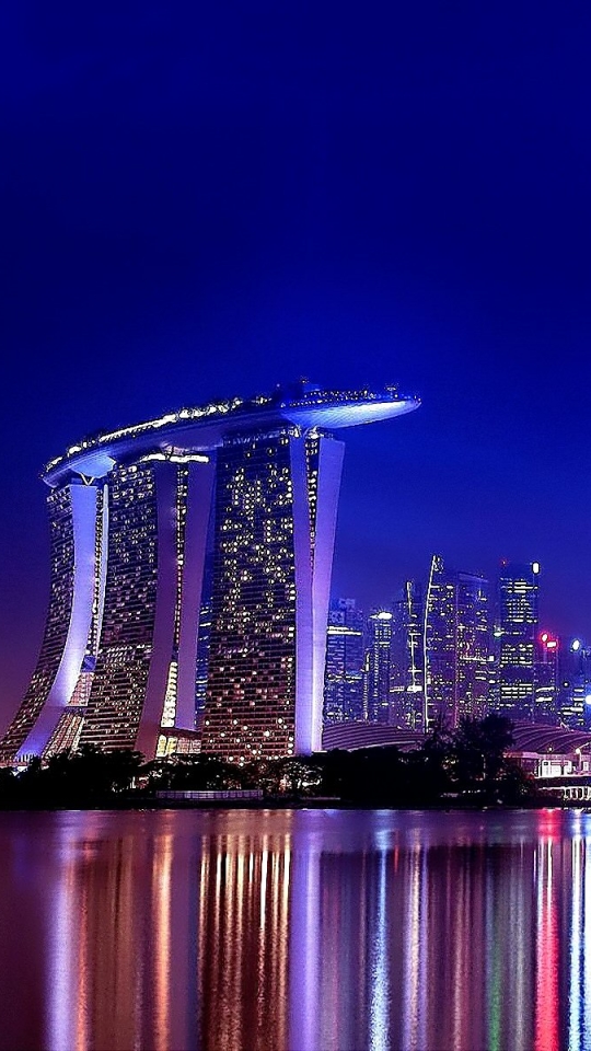 Download mobile wallpaper Cities, Sky, City, Reflection, Bay, Singapore, Man Made for free.