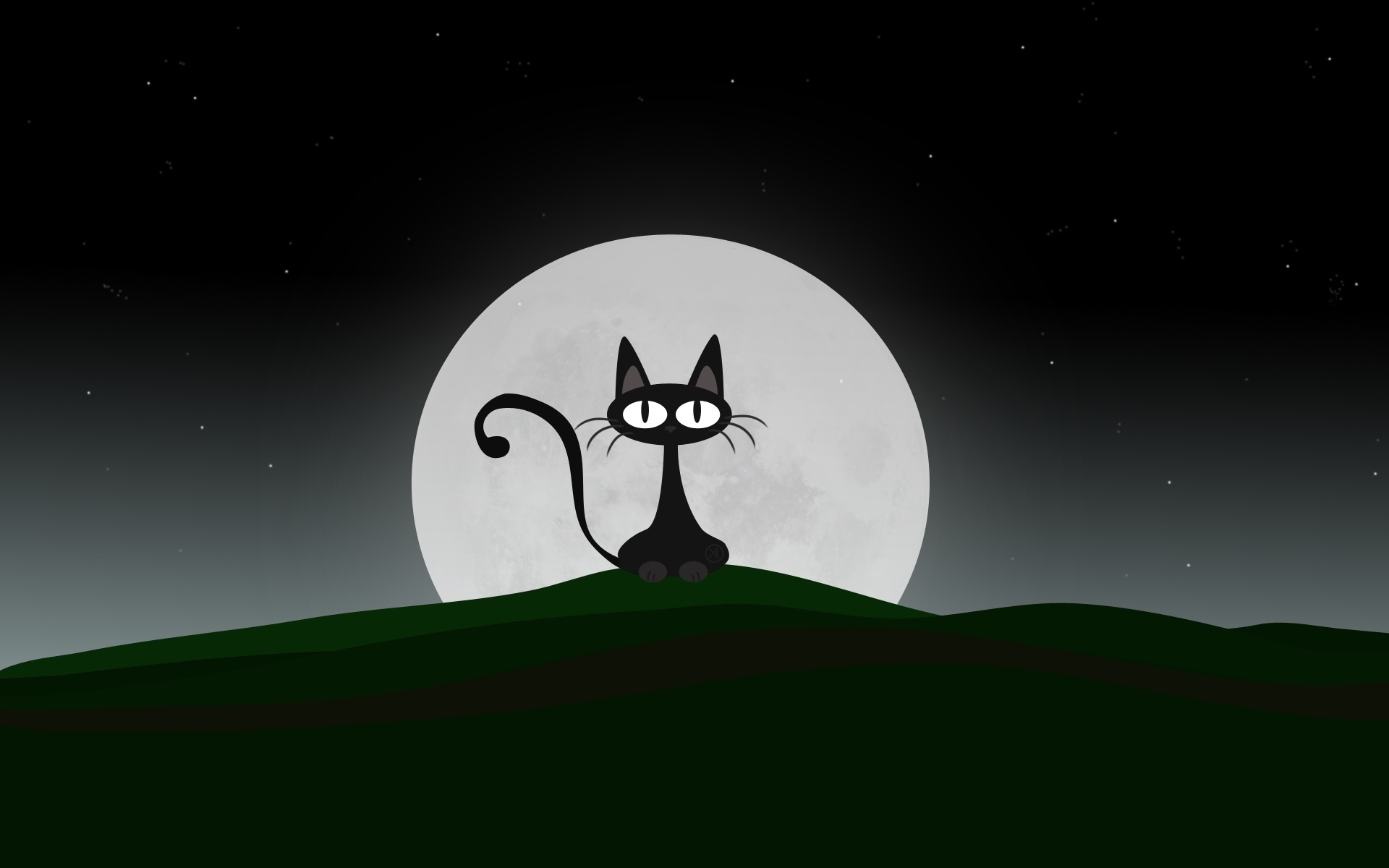 Скачать обои бесплатно Луна, Рисунки, Кошки (Коты Котики) картинка на рабочий стол ПК