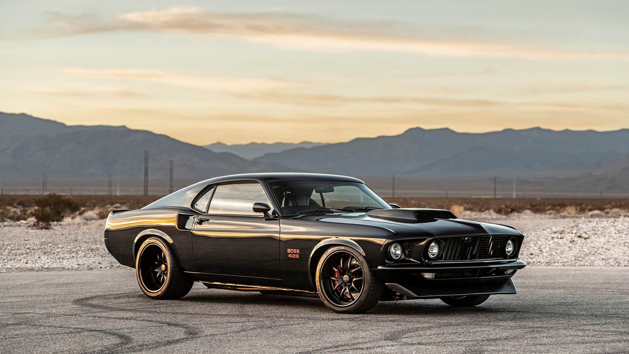 old car, ford mustang boss 429, vehicles, black car, car, muscle car, ford Aesthetic wallpaper