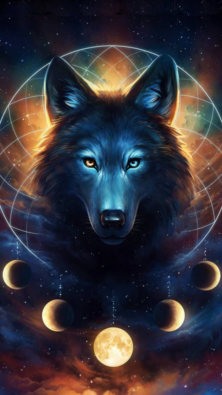wolf, dreamcatcher, fantasy, moon, fantasy animals HD wallpaper