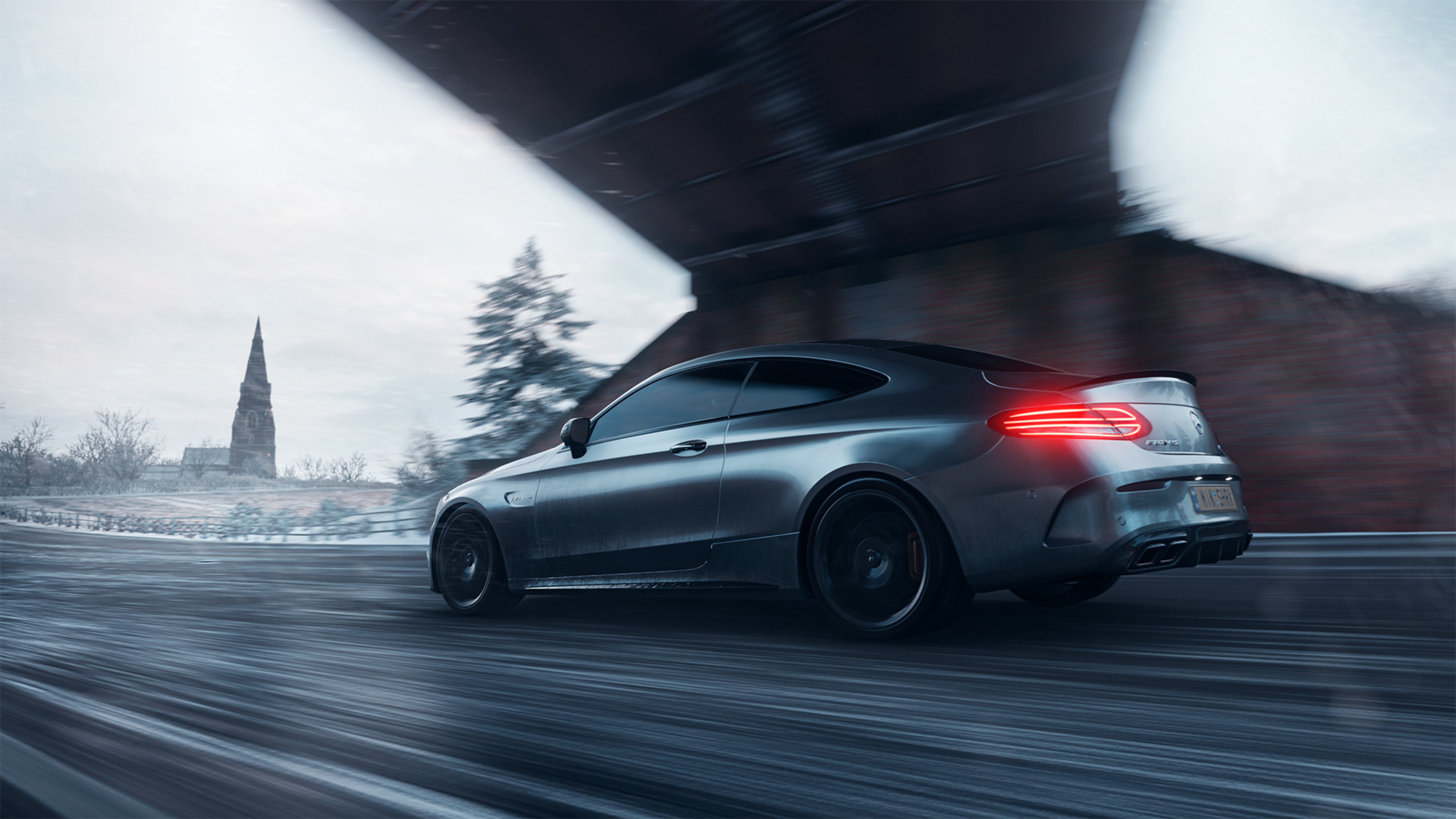grey, sports car, sports, cars, side view, speed, mercedes, track, route, mercedes amg c63s