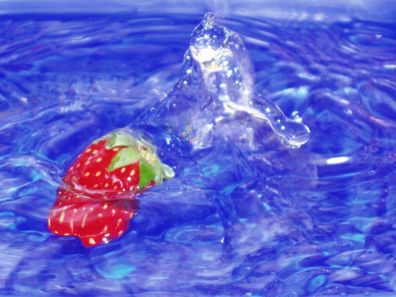 Handy-Wallpaper Erdbeere, Wasser, Lebensmittel, Obst kostenlos herunterladen.