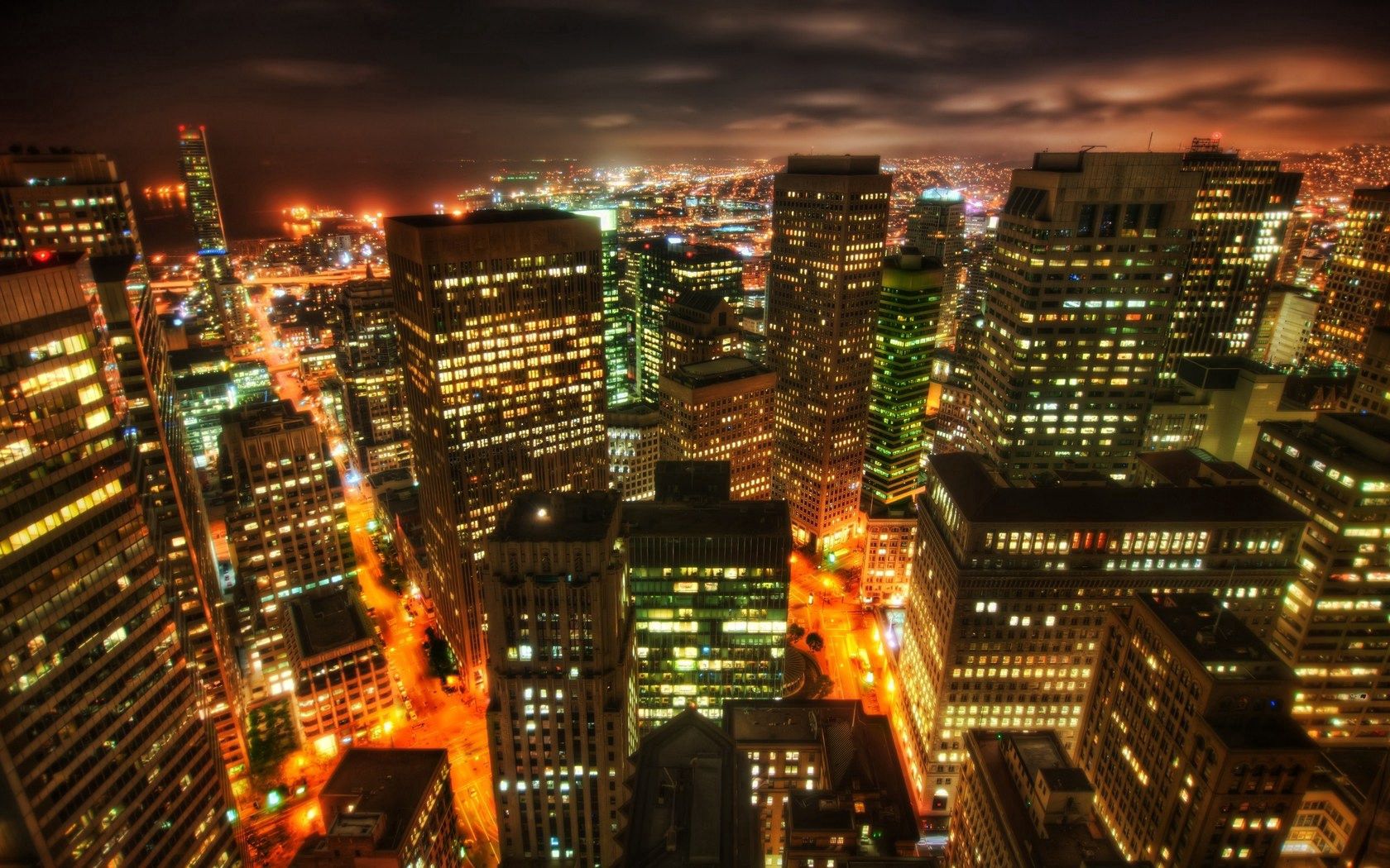 Вид на ночной город Сан Франциско