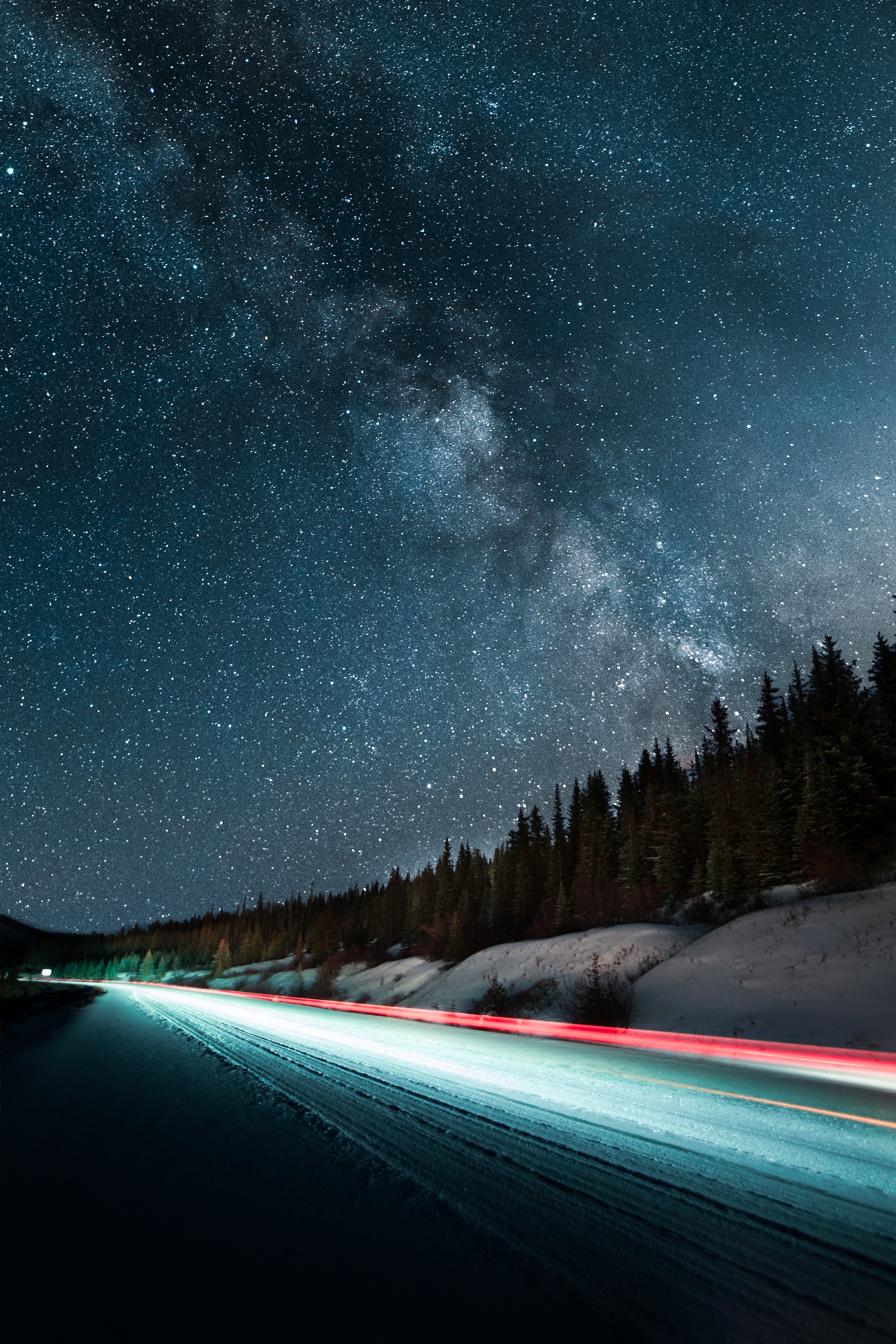 road, nature, stars, night, starry sky, long term exposure Full HD